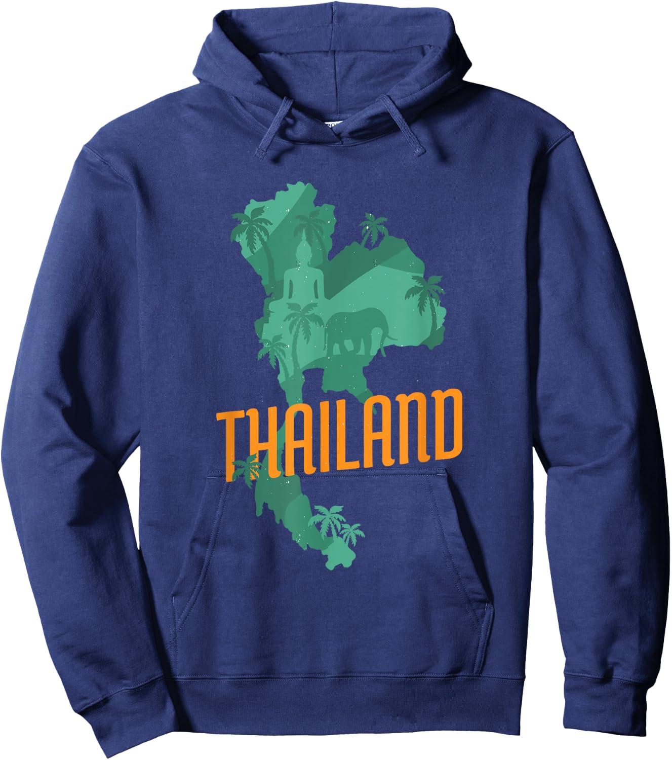 Patriotic Thai National Thailand Map Buddha Statue Elephant Women Kids Men Hoodie - Hoodie | Navy