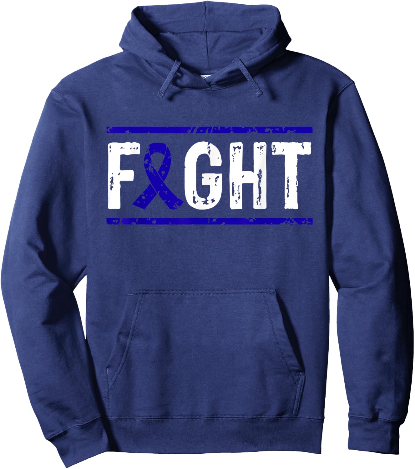 Rectal Cancer Awareness Fight Cancer Blue Ribbon Hoodie - Hoodie | Navy