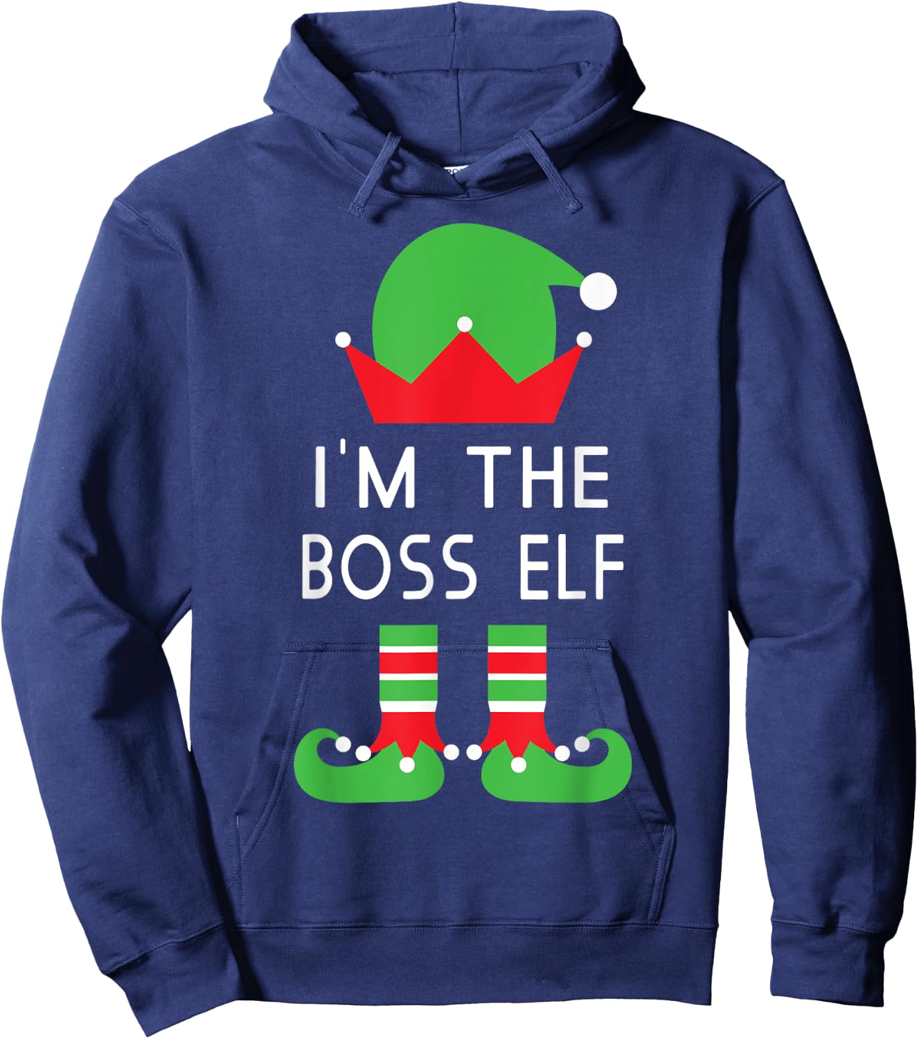 I'm The Boss Elf Funny Christmas T Shirt Hoodie - Hoodie | Navy