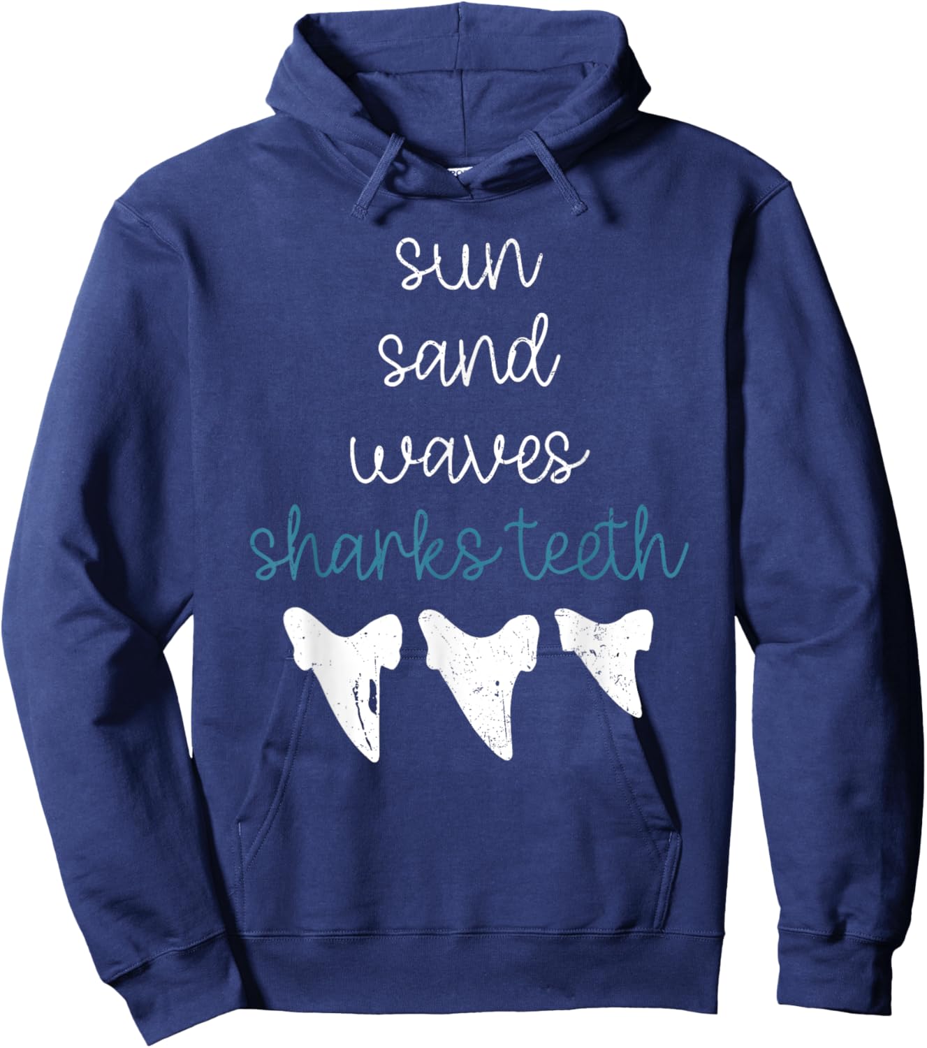 Sun Sand Waves Sharks Teeth Funny Shark Lover Grunge Hoodie - Hoodie | Navy