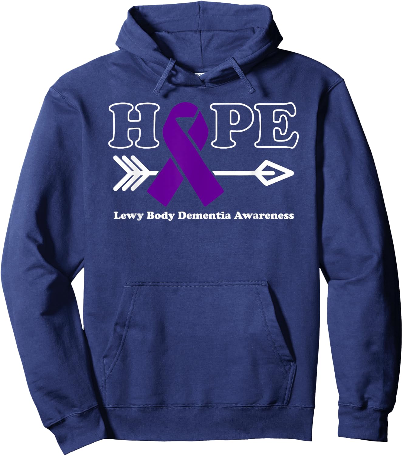 Hope - Lewy Body Dementia Awareness Purple Ribbon Hoodie - Hoodie | Navy