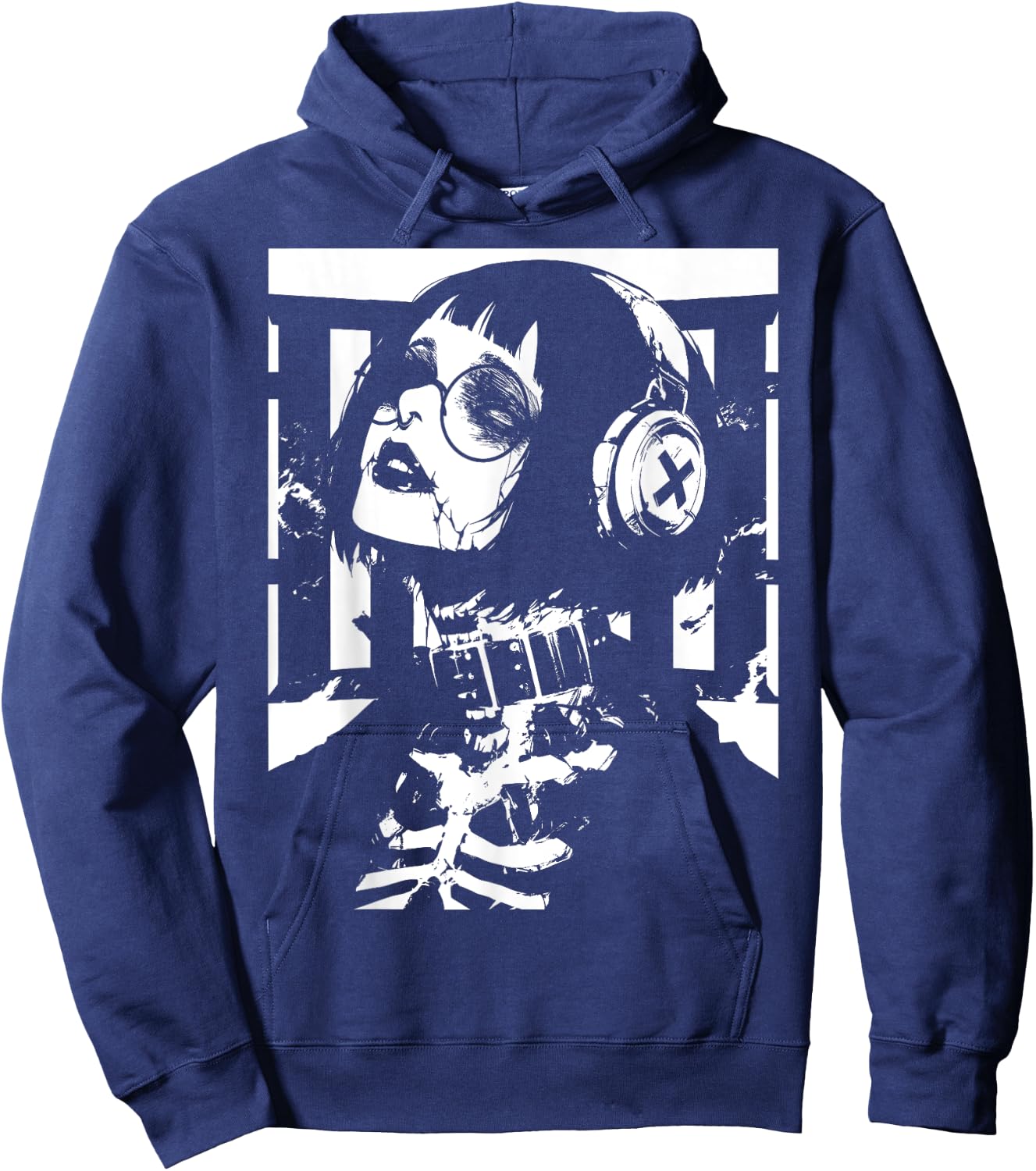 Horror Techwear Ghoul Girl Cybergoth Gothic Anime Manga Hoodie - Hoodie | Navy