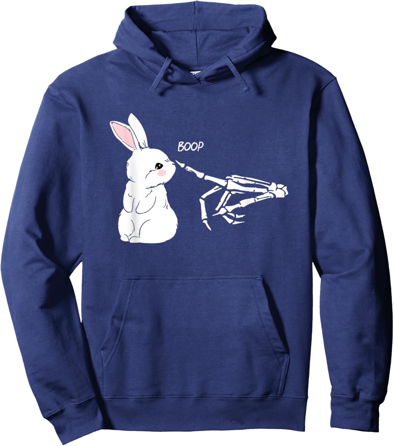 Skeleton Hand Boop Bunny Rabbit Funny Easter Day Hoodie - Hoodie | Navy
