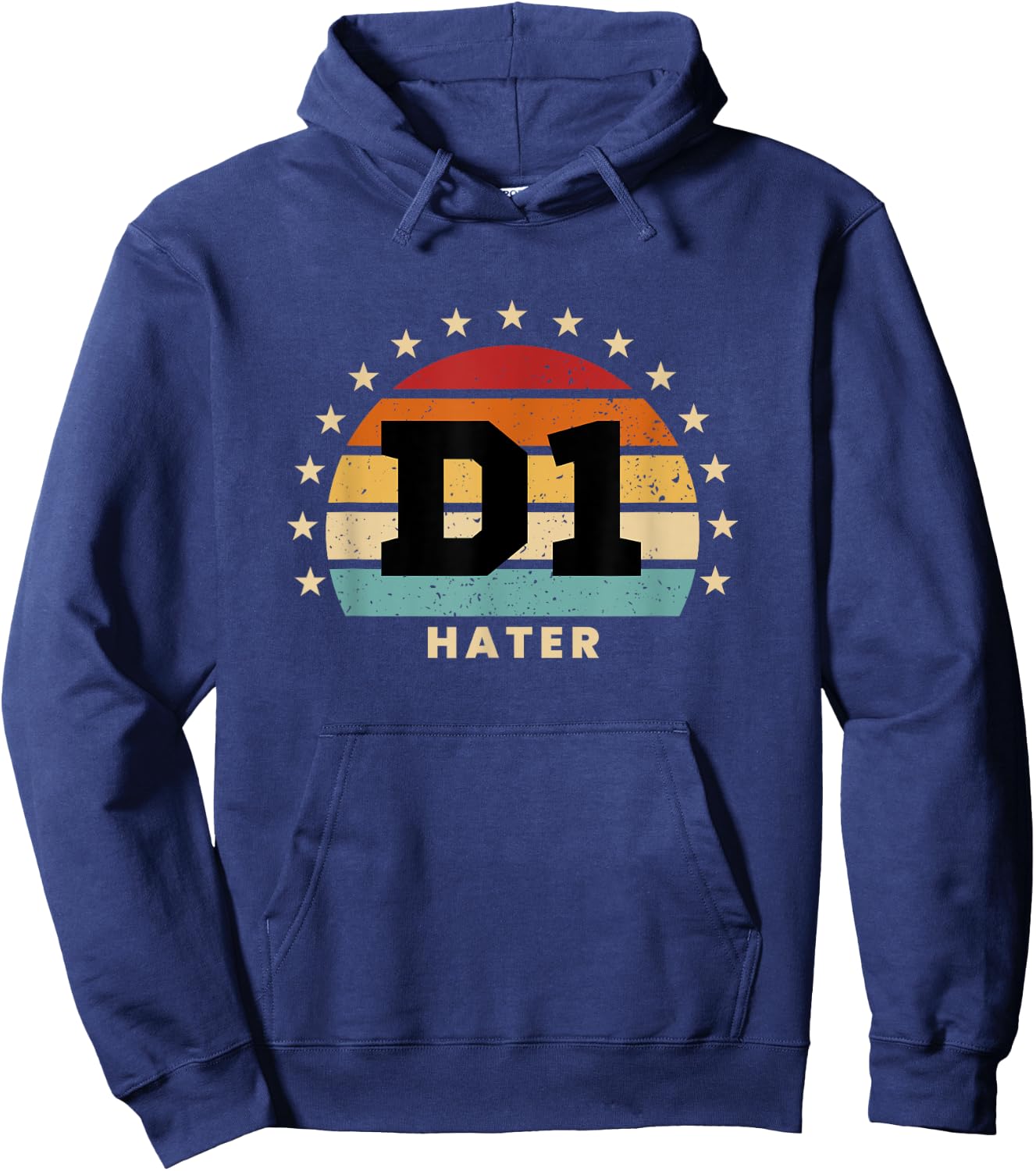 D1 Hater Retro Colorful Sporty Humor Hoodie - Hoodie | Navy