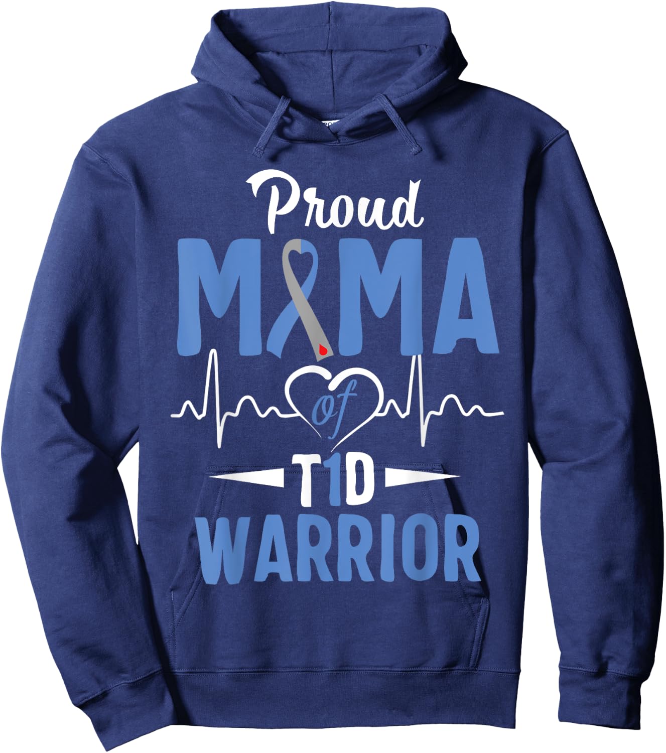 T1D Proud Mama Diabetes Awareness Type 1 Insulin Pancreas Hoodie - Hoodie | Navy