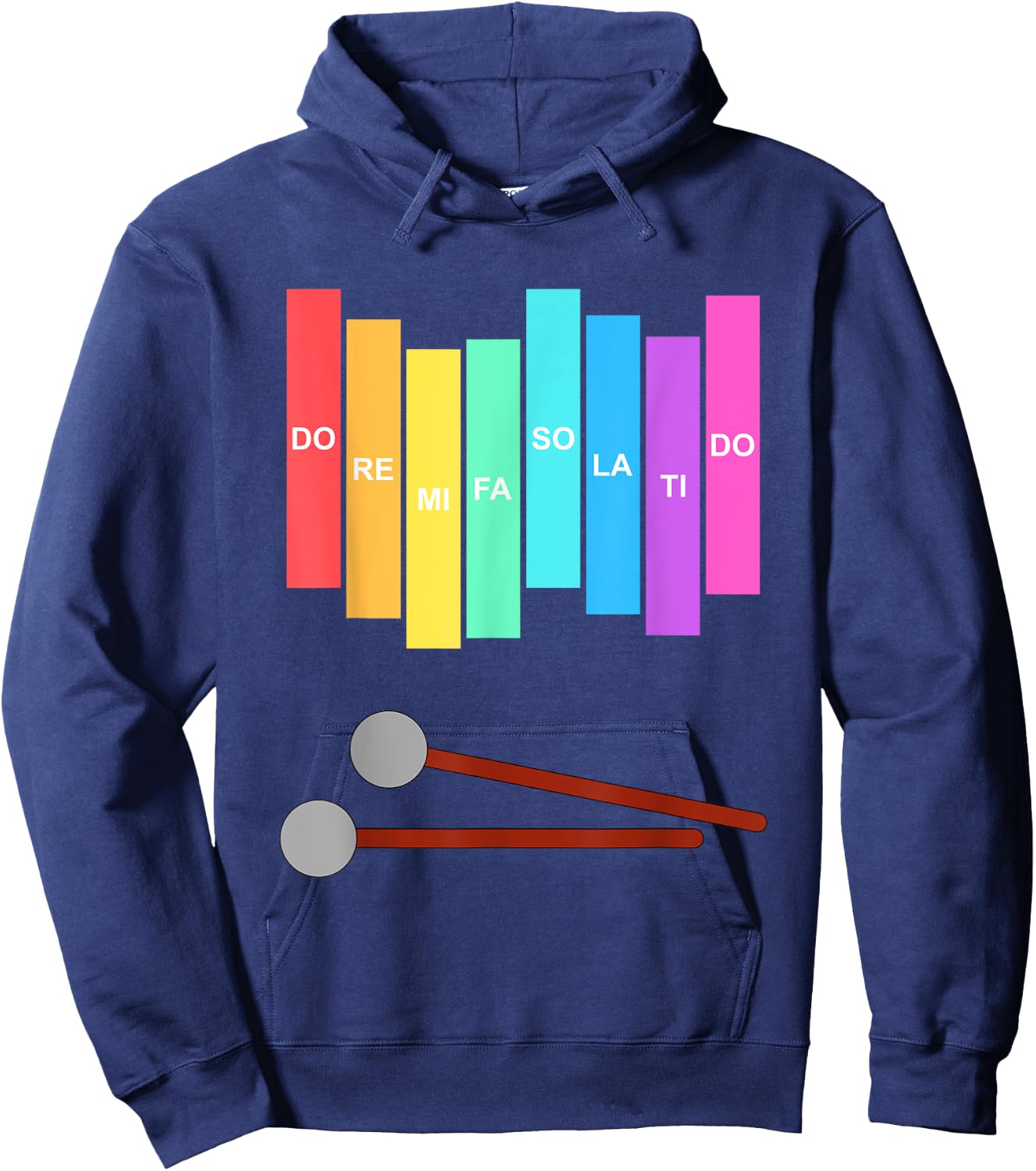 Music Xylophone Vintage Percussion Instrument Rainbow Colour Hoodie - Hoodie | Navy