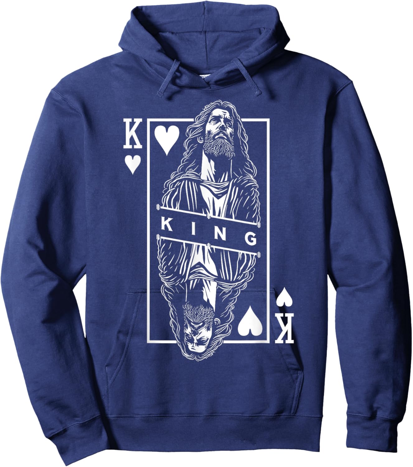Jesus King Of Hearts Faith In Christ Christian Playing Card Hoodie - Hoodie | Navy