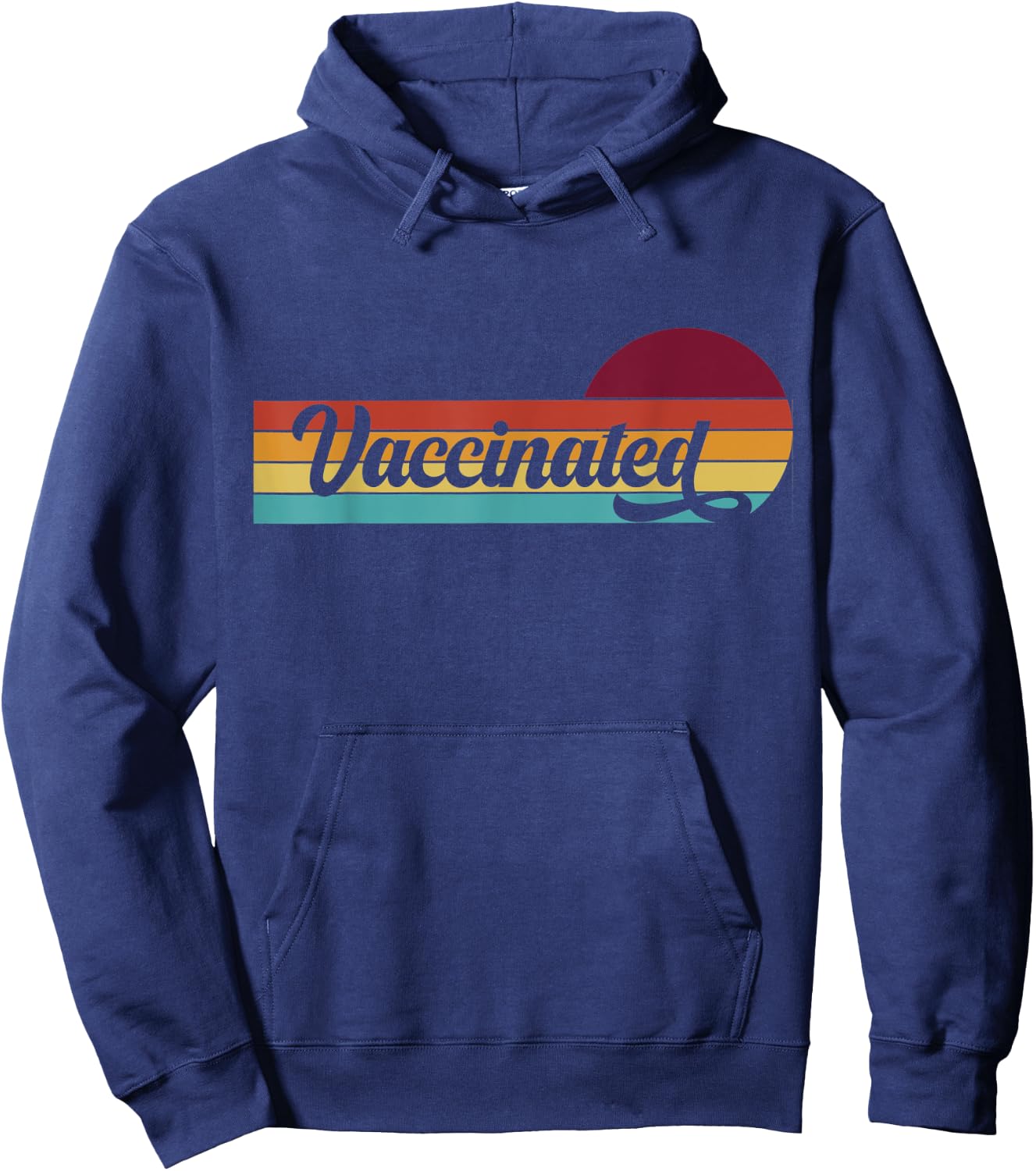 Vaccinated Retro Sunset Pro Vaccination Immunization Hoodie - Hoodie | Navy