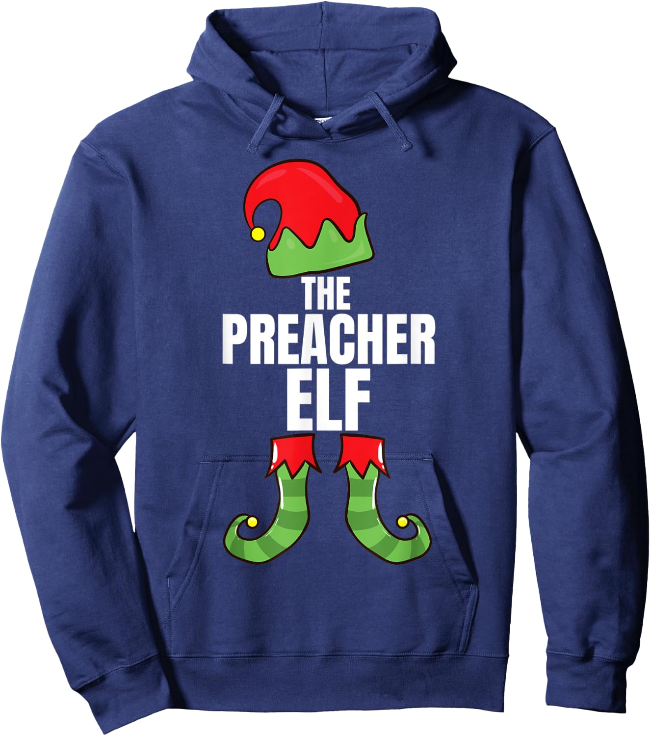 The Preacher Elf Matching Family Christmas Group Pajama Hoodie - Hoodie | Navy