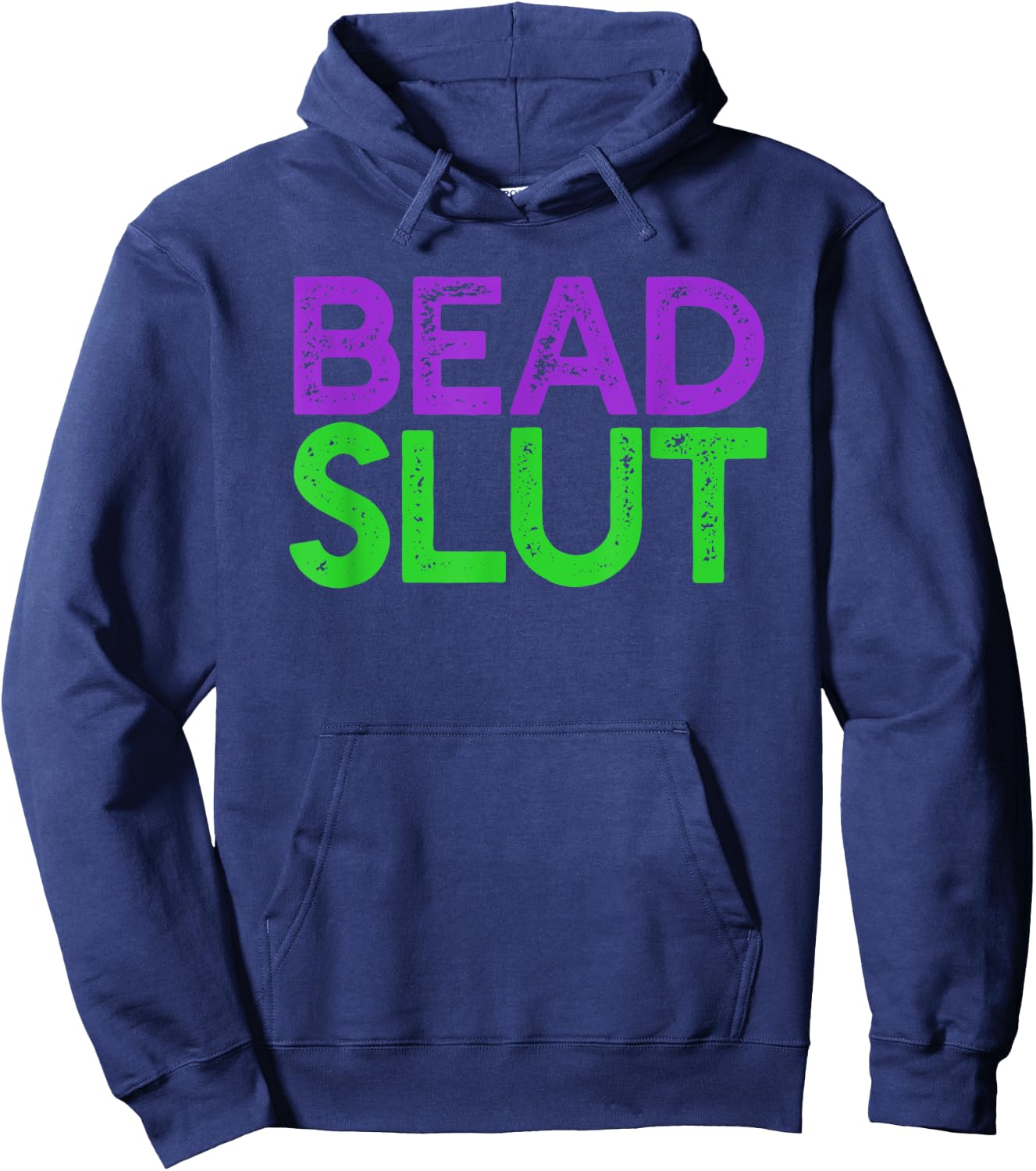 BEAD SLUT Mardi Gras Fat Tuesday Meme Boobs Titties Hoodie - Hoodie | Navy