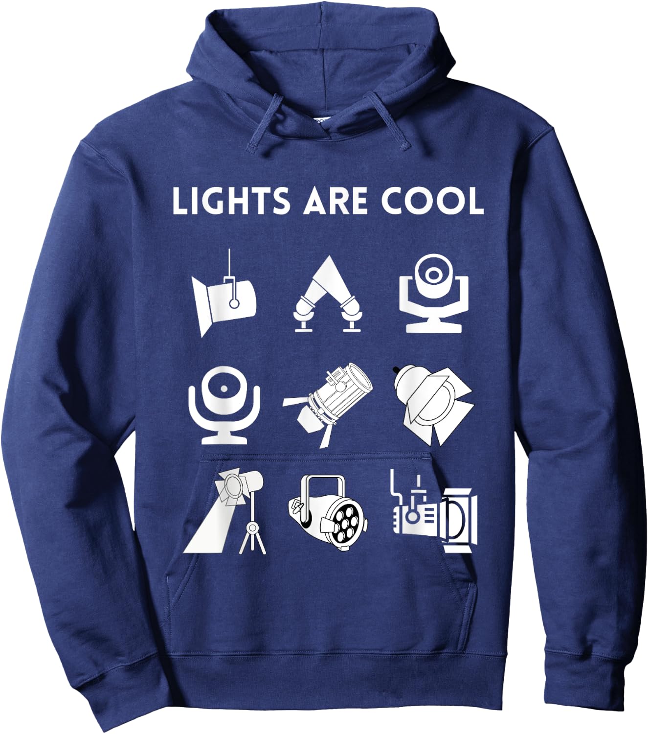 LIGHTS ARE COOL Theatrical Lighting Apparel, Front Print Hoodie - Hoodie | Navy