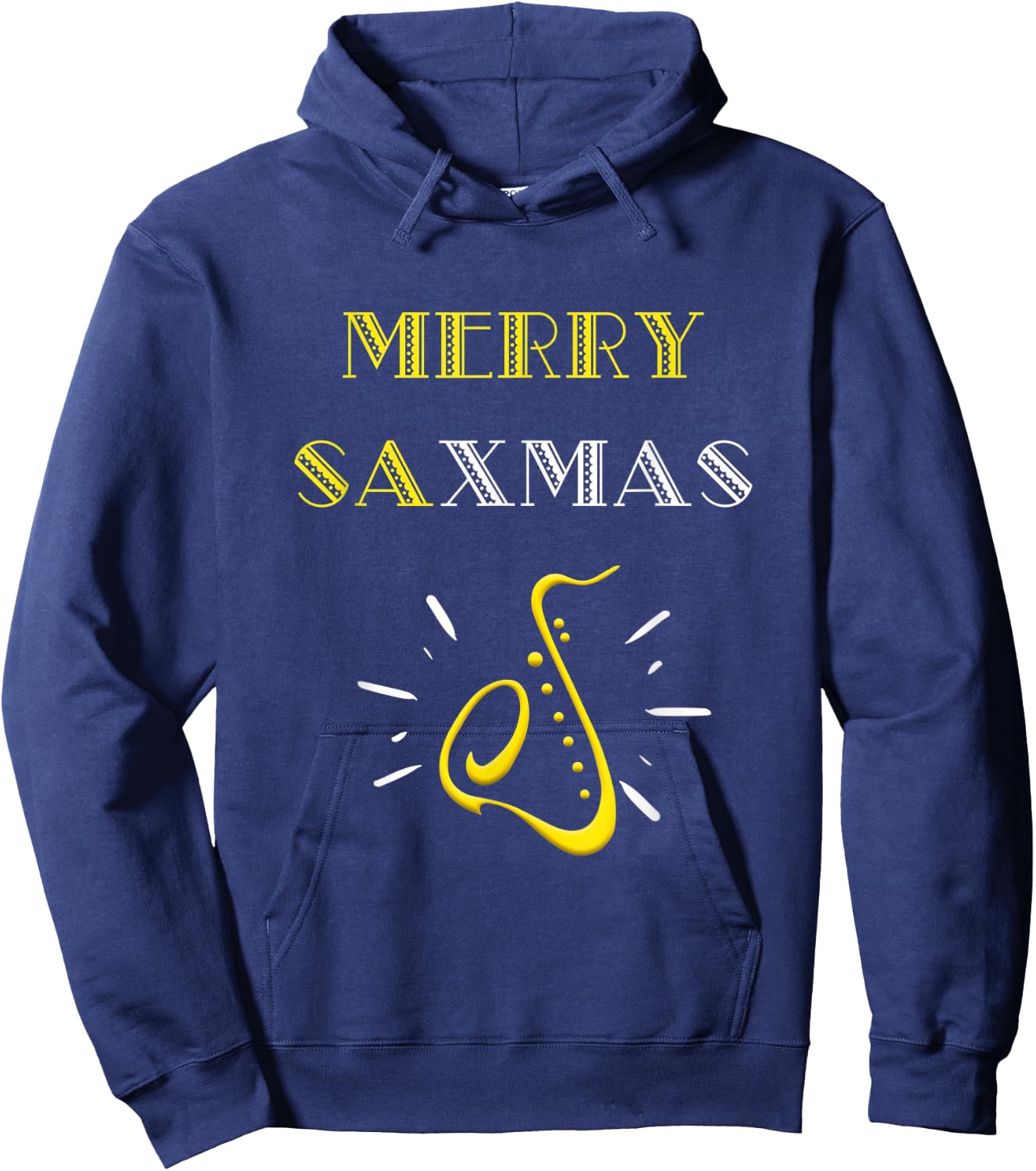 Merry SaXmas Funny Saxophone Art Design Logo Christmas Gift Hoodie - Hoodie | Navy
