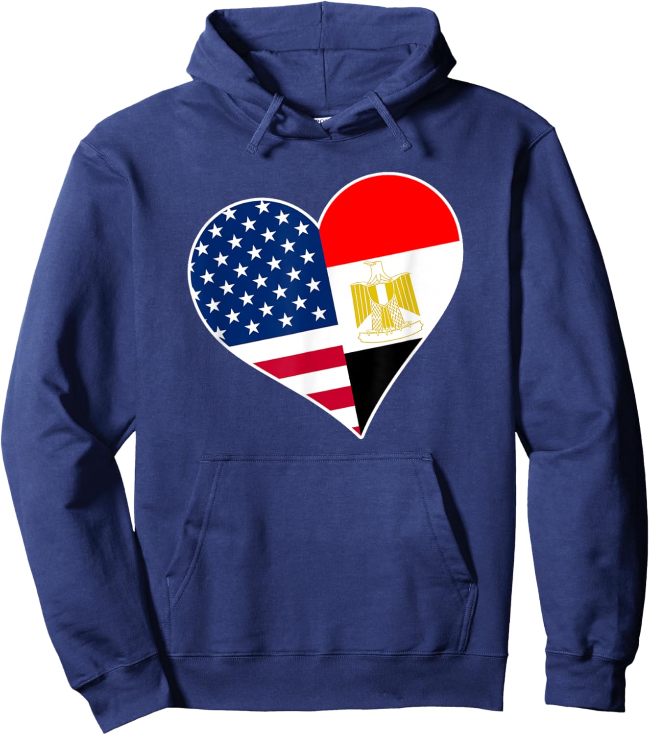 Egypt USA Heart Shirt Egyptian American Flag Hoodie - Hoodie | Navy