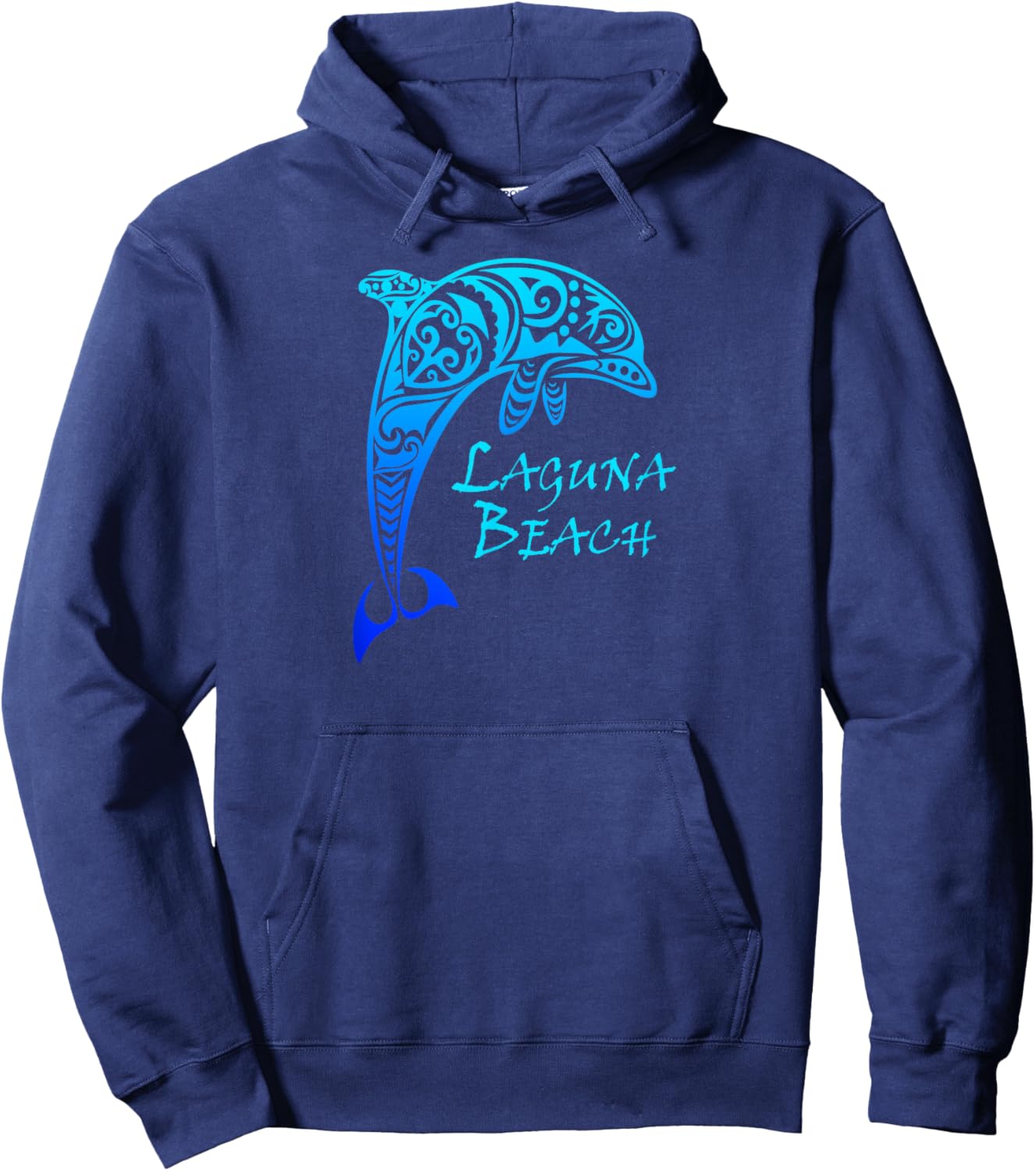 Laguna Beach, California Vintage Retro Tribal Dolphin Women Kids Hoodie - Hoodie | Navy