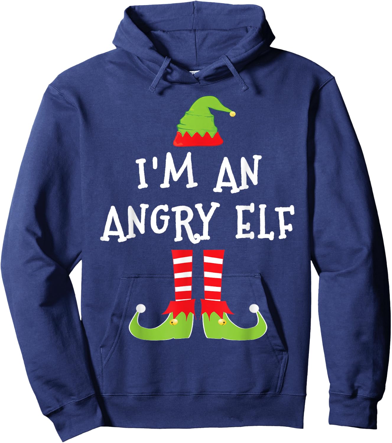 I'm An Angry Elf Matching Family Elf Christmas T Shirt Hoodie - Hoodie | Navy