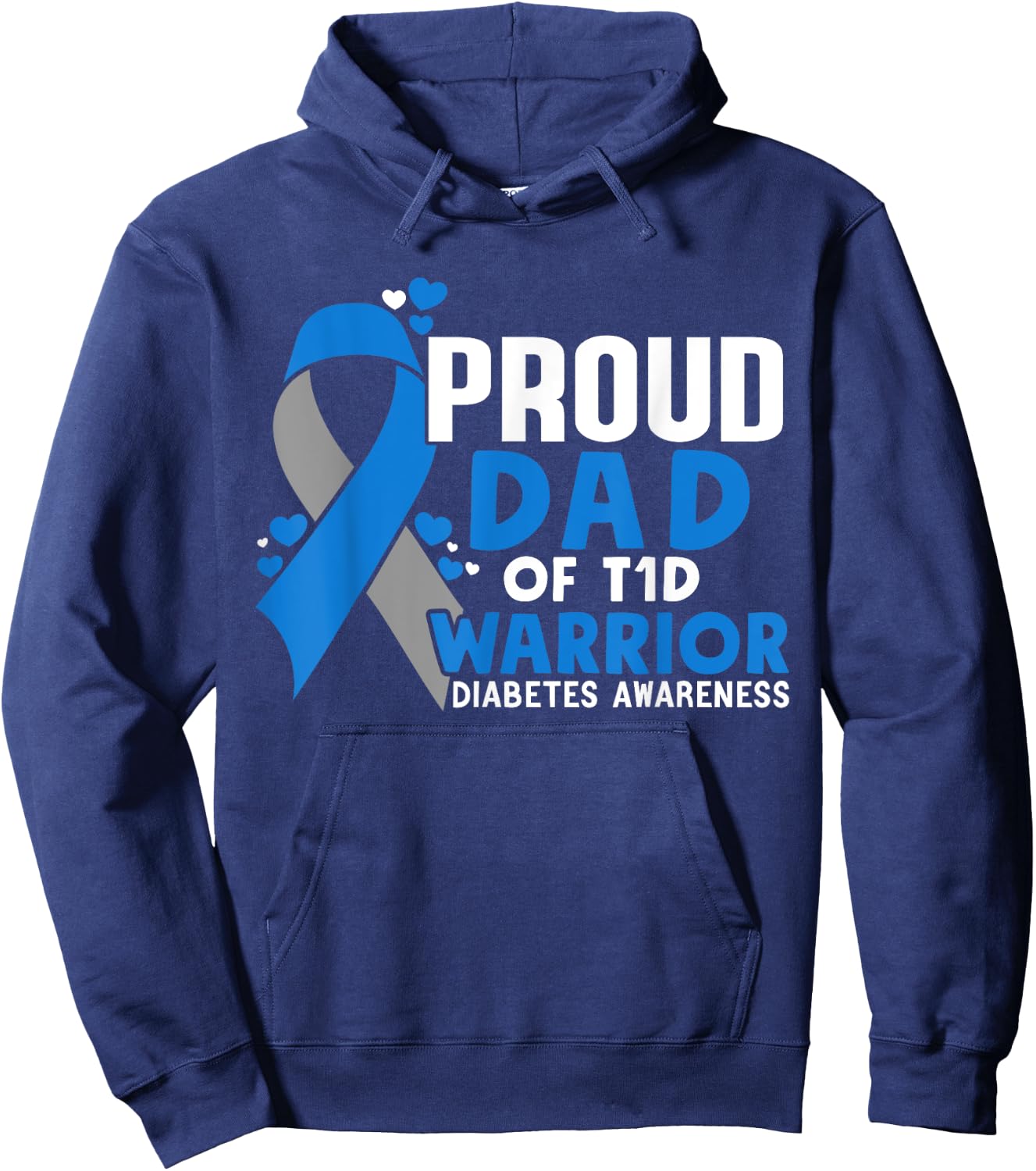 T1D Proud Dad Diabetes Awareness Type 1 Hoodie - Hoodie | Navy