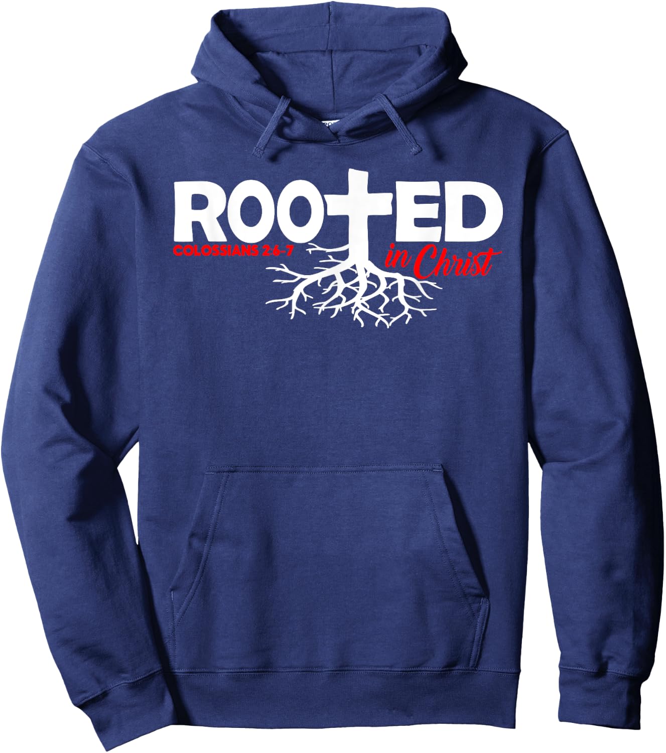 Colossians 2:6-7 - Rooted In Christ Hoodie - Hoodie | Navy