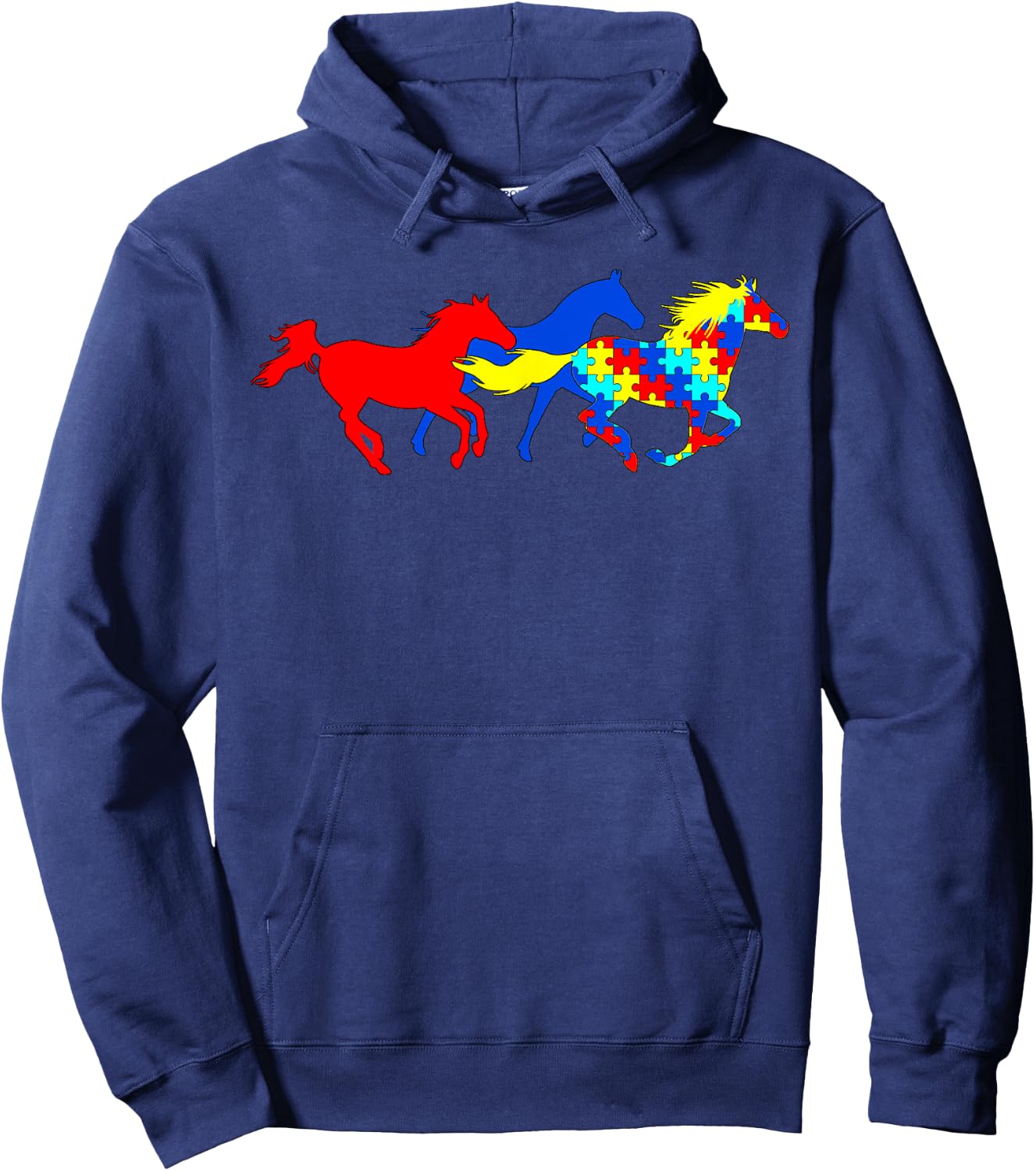 Autism Awareness Various Horses Hoodie - Hoodie | Navy