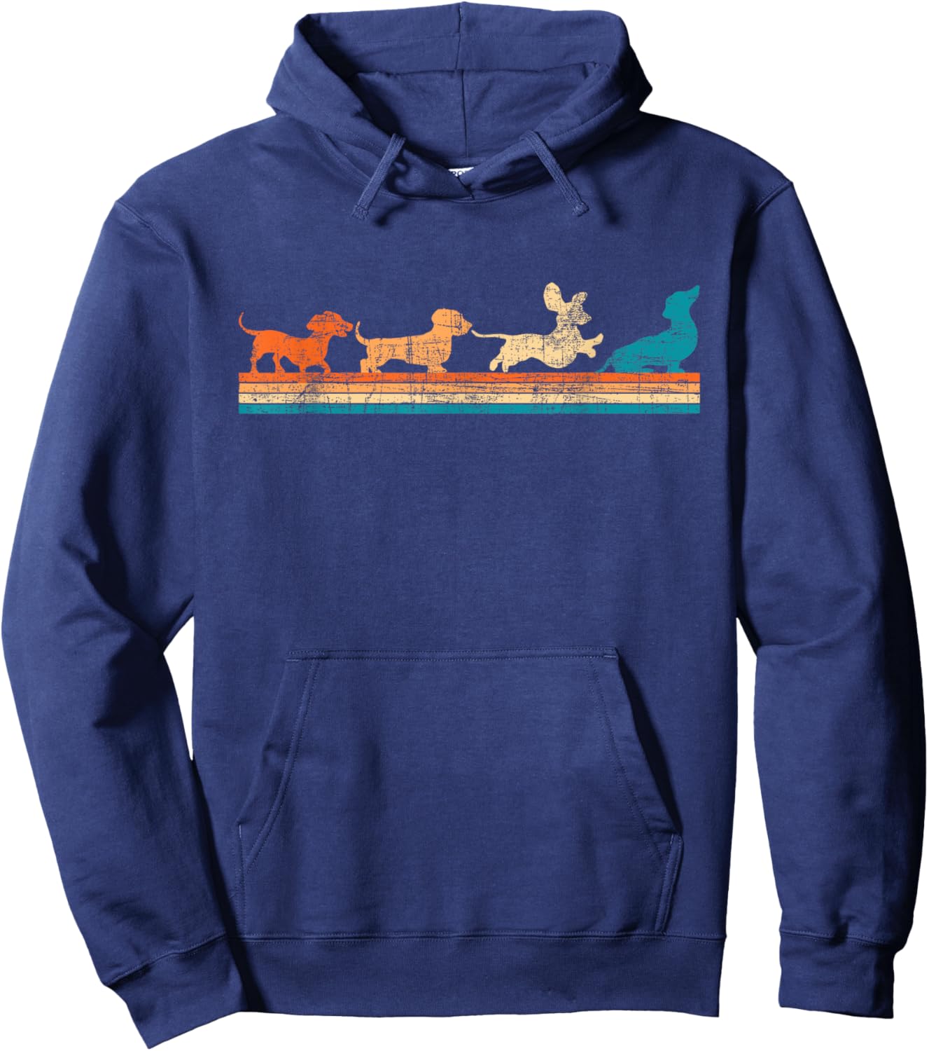 Retro Vintage Dachshund - Dog Owner Animal Lover Pet Trainer Men Women Girls Kids Hoodie - Hoodie | Navy
