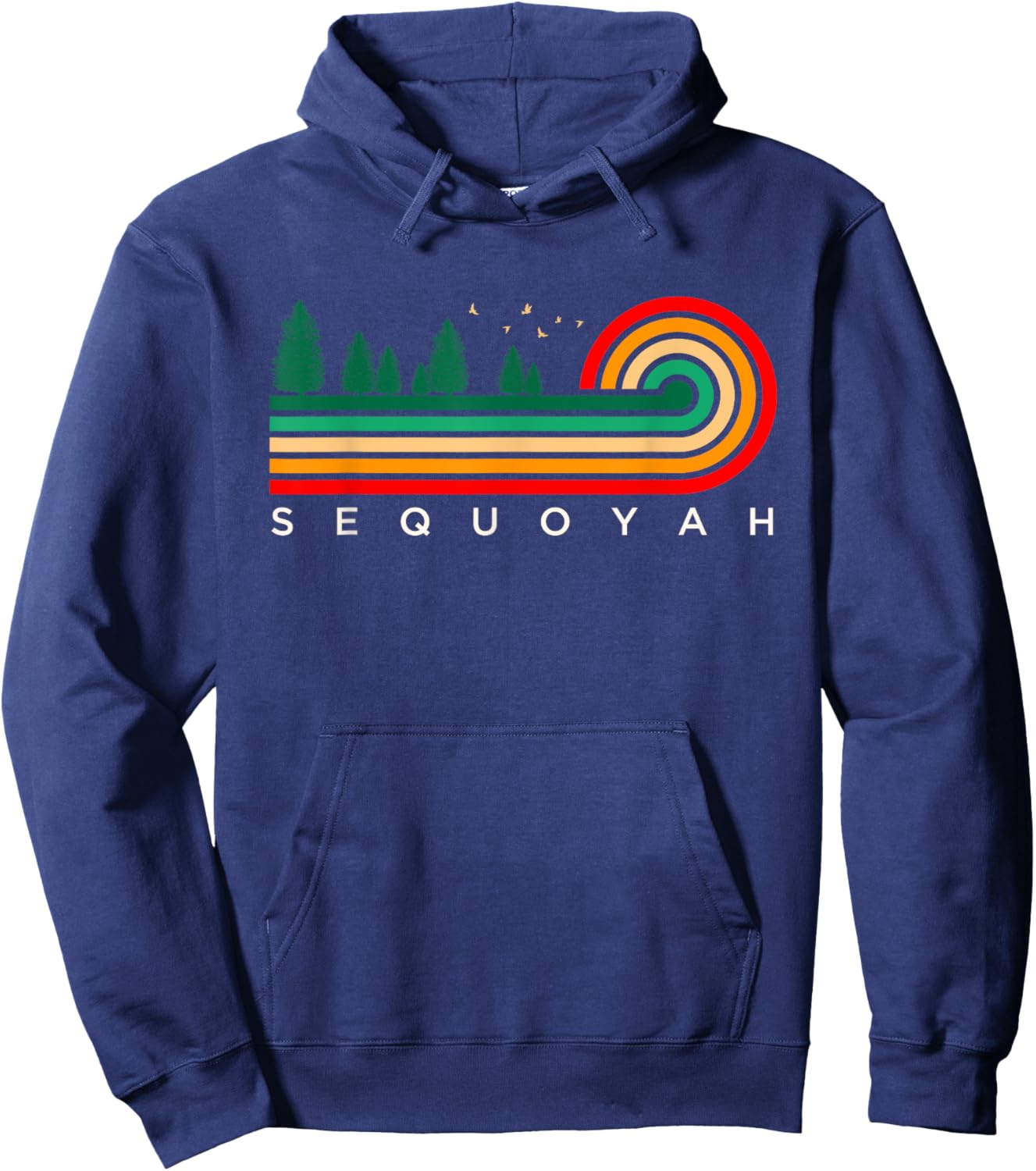 Evergreen Vintage Stripes Sequoyah, Oklahoma Hoodie - Hoodie | Navy