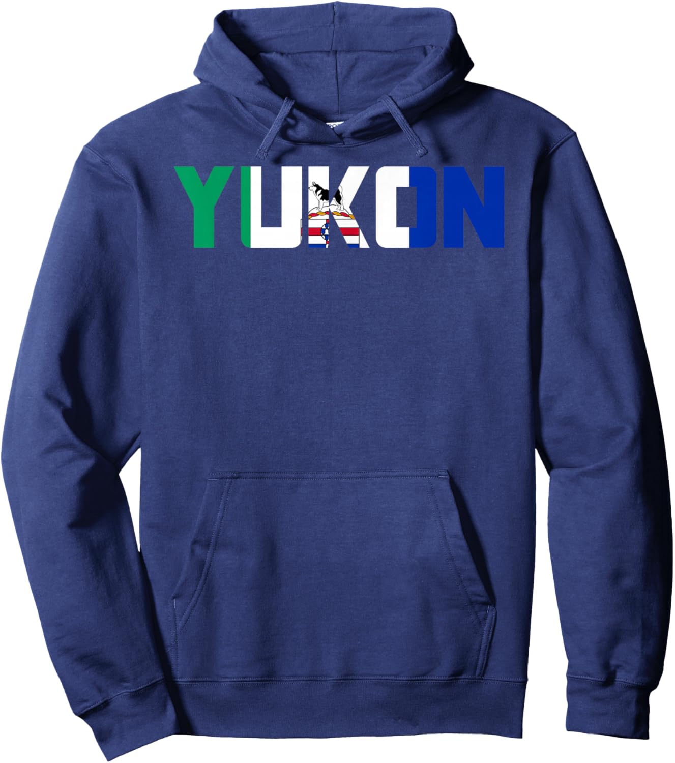 Canadian Yukon Territory Flag Proud Canada Husky Sled Dog Hoodie - Hoodie | Navy