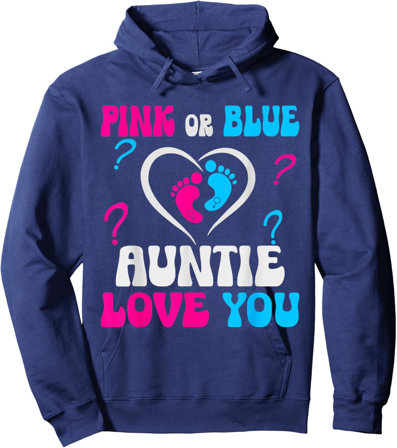 Pink or Blue Auntie Loves You Baby Gender Reveal Party Women Hoodie - Hoodie | Navy