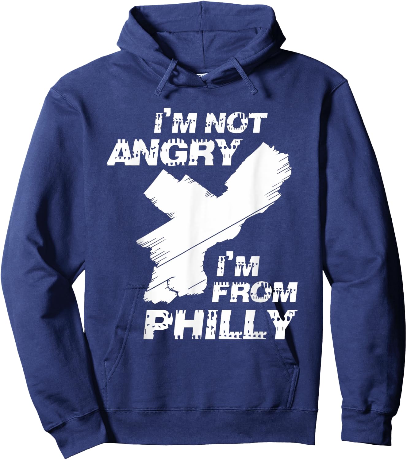 Modern I'm Not Angry I'm From Philly Adult Black Small Hoodie - Hoodie | Navy