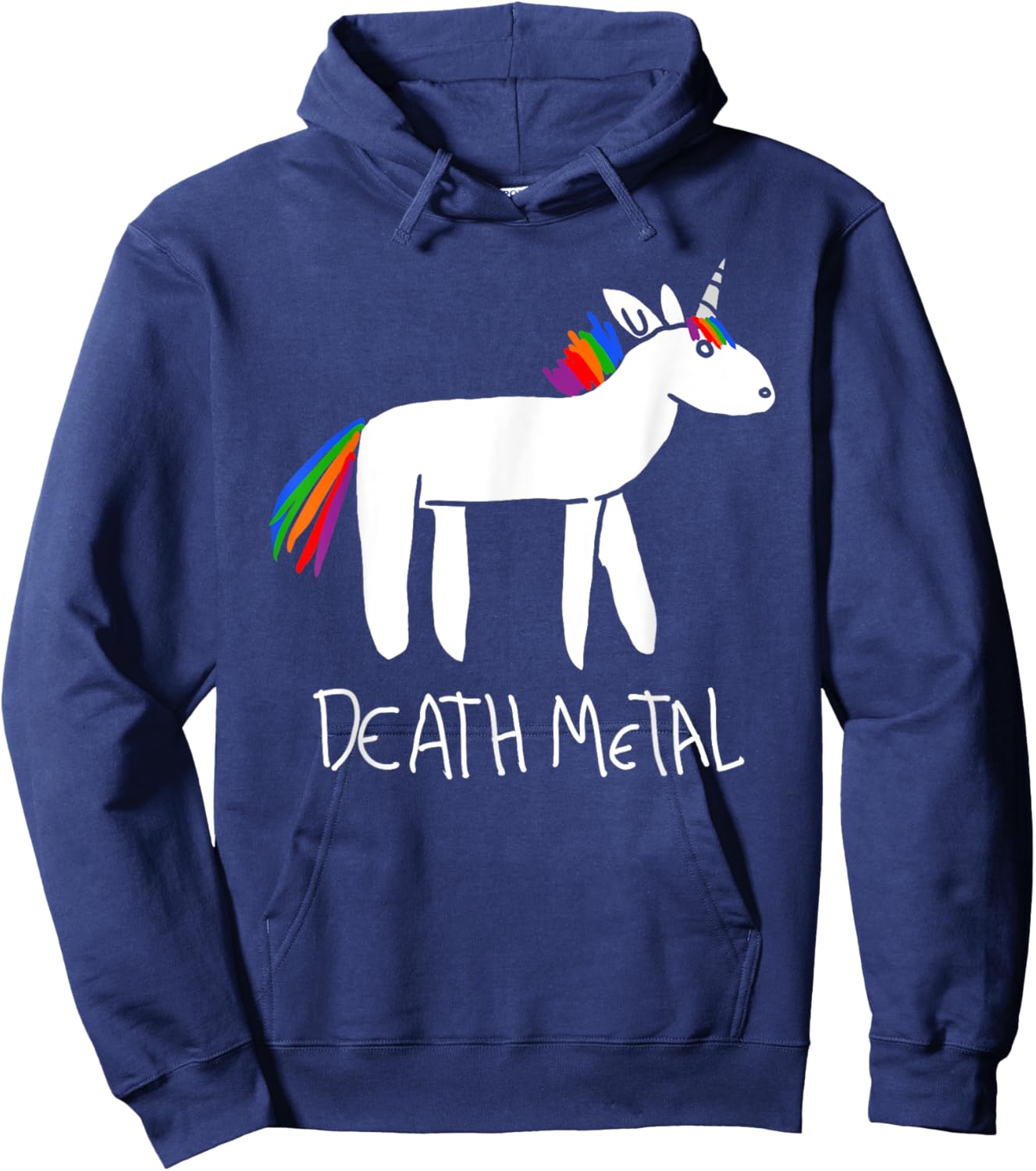 Death Metal Unicorn Funny Goth Kidcore Meme Sarcastic Ironic Hoodie - Hoodie | Navy