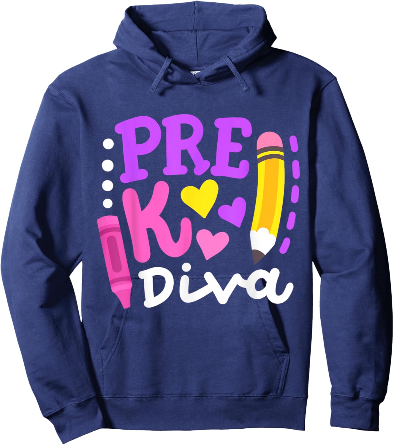 Pre-K Diva Funny Welcome Back To School Teachers Girls Kids Hoodie - Hoodie | Navy