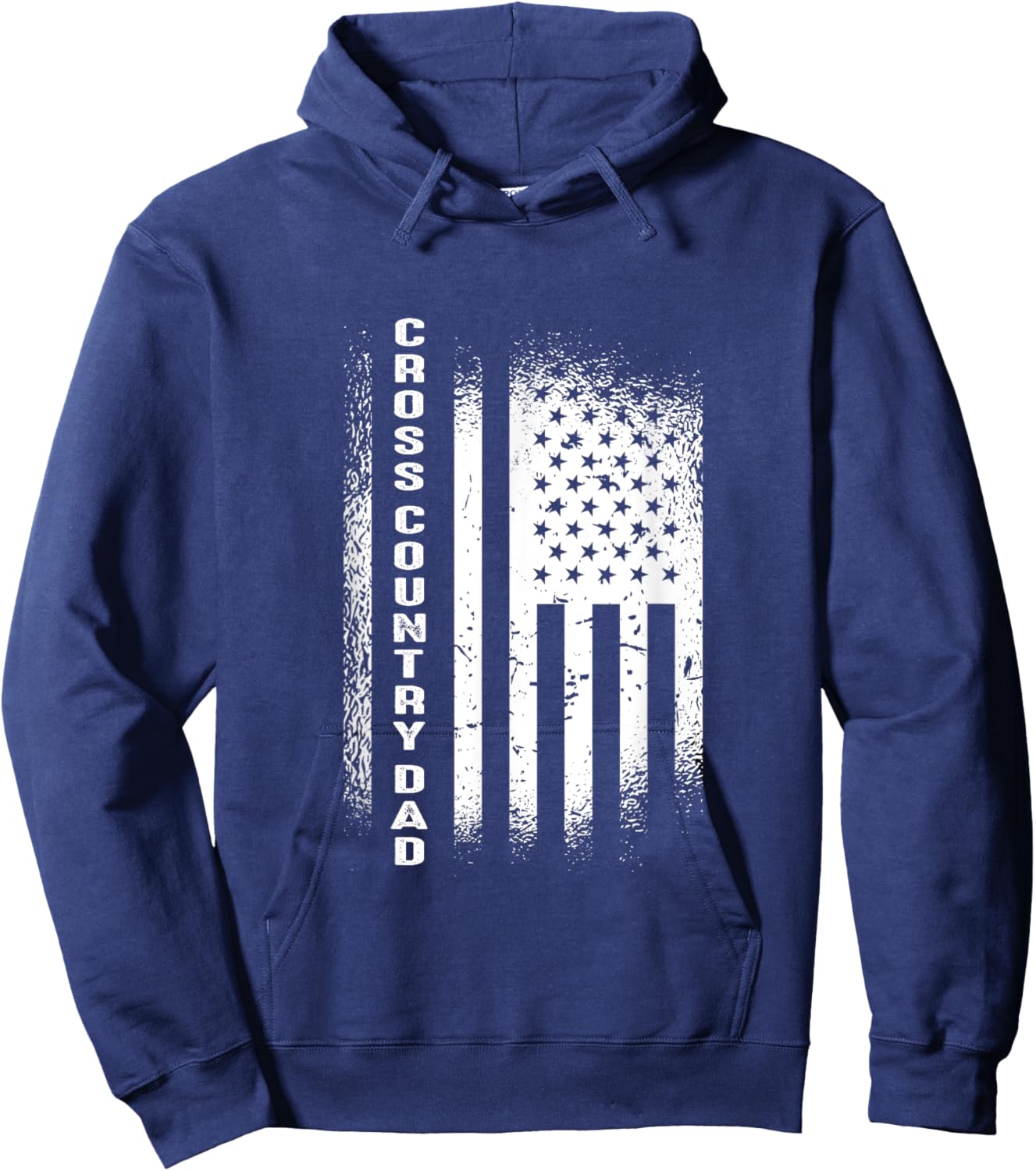 Cross Country Dad Running Vintage American Flag XC Runner Hoodie - Hoodie | Navy