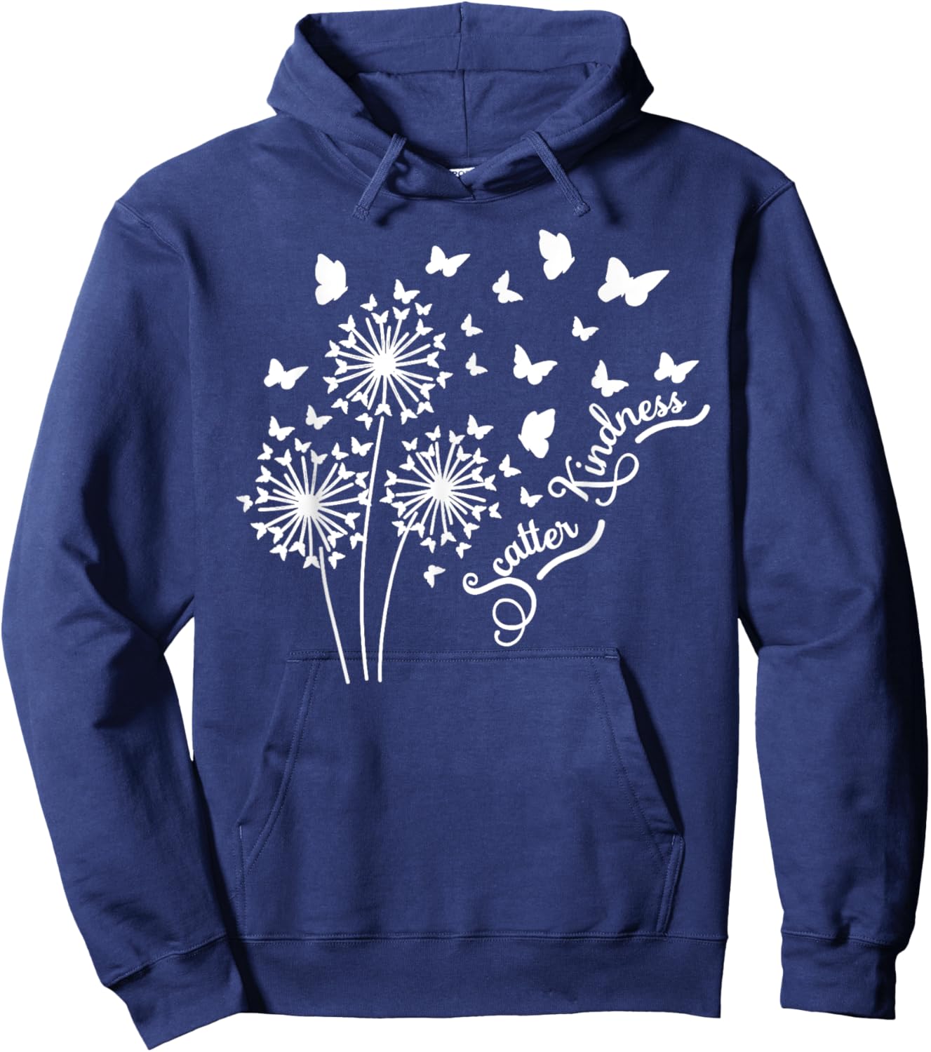 Botanical Scatter Kindness Windflower Butterfly Dandelion Hoodie - Hoodie | Navy