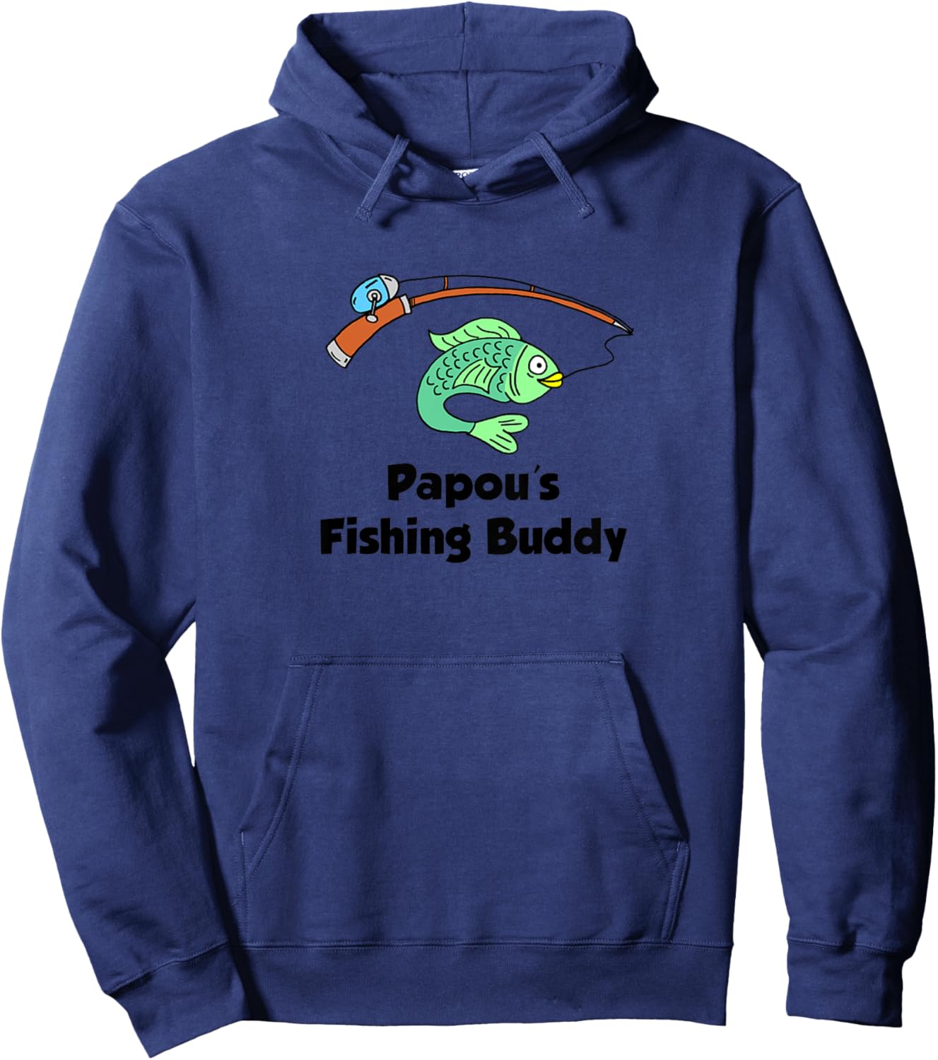Kids Papou's Fishing Buddy Greek Grandson Granddaughter Hoodie - Hoodie | Navy