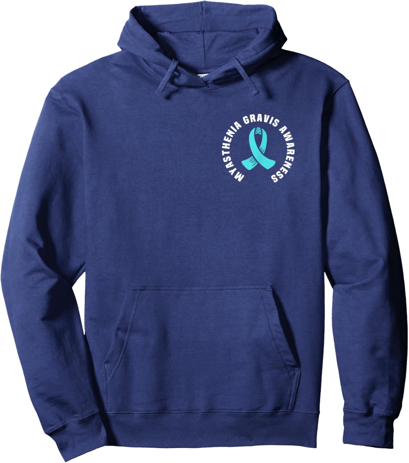Great Myasthenia Gravis Awareness Pocket Outfit Teal Ribbon Hoodie - Hoodie | Navy