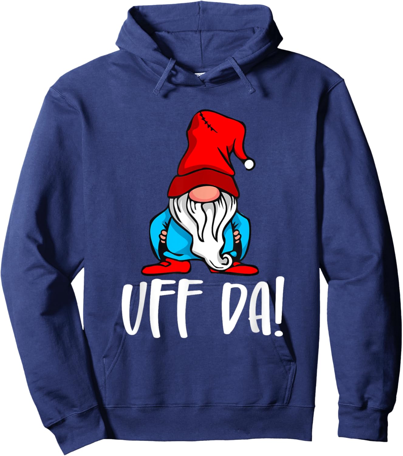Nordic Countries Denmark Sweden Norway Roots Fan Uff Da Norwegian Quote Scandinavian Gnome Tomte Garden Fan Hoodie - Hoodie | Navy