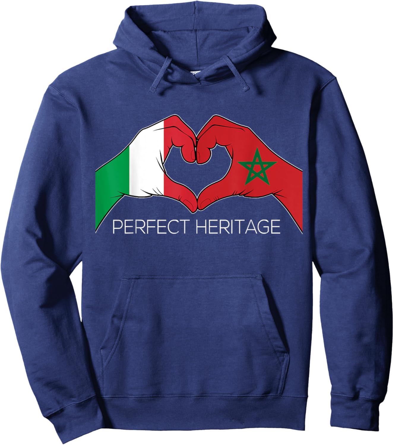 Italy and Morocco Heart Heritage Perfect Italian Moroccan Hoodie - Hoodie | Navy