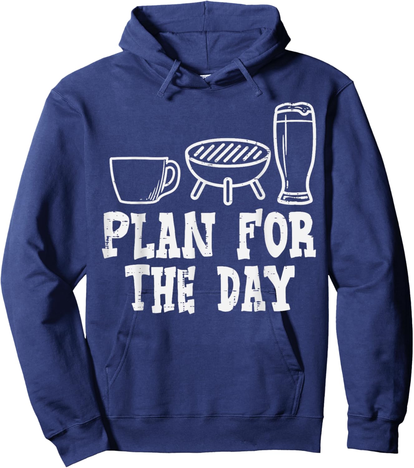 Plan For The Day Coffee Bbq Funny Barbecue Grilling Dad Men Hoodie - Hoodie | Navy