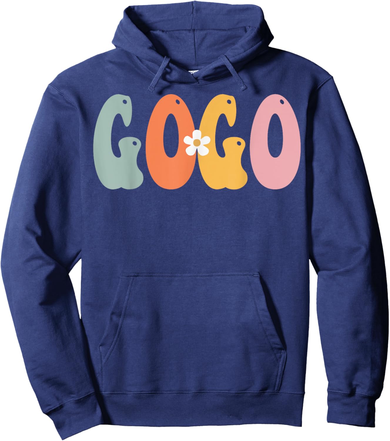 NorthPole Attire GOGO Retro Groovy Print Mom Cute Mother's Day Funny Grandma Hoodie - Hoodie | Navy