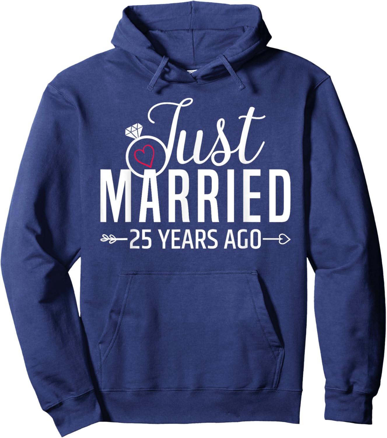 Just Married 25 Years Ago Men Women 25th Wedding Anniversary Hoodie - Hoodie | Navy