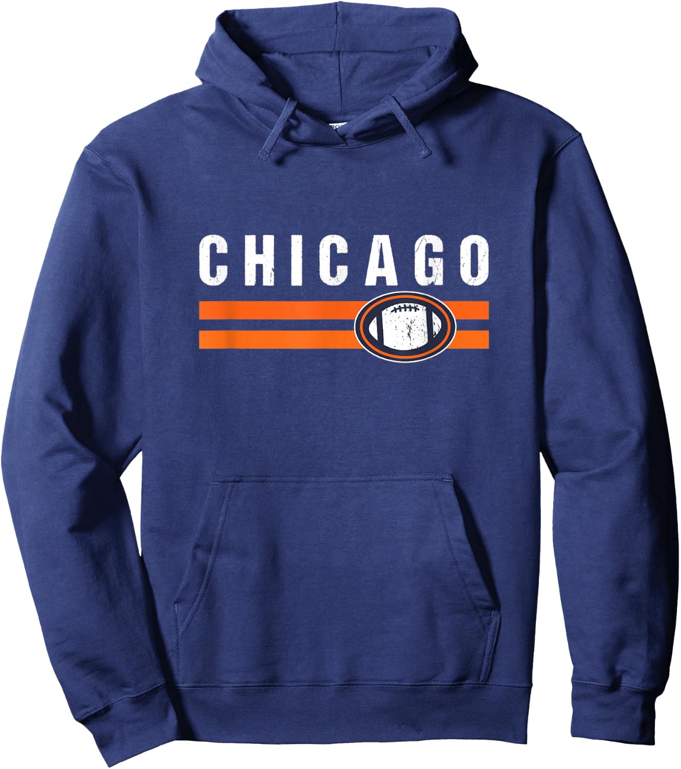Chicago Vintage Blue Orange Stripe Cool Chicago Fan Hoodie - Hoodie | Navy