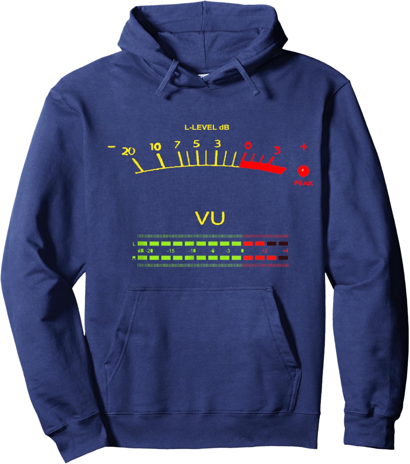 Retro VU Meter Vintage Hi-Fi Audio Stereo Music Sound Hoodie - Hoodie | Navy