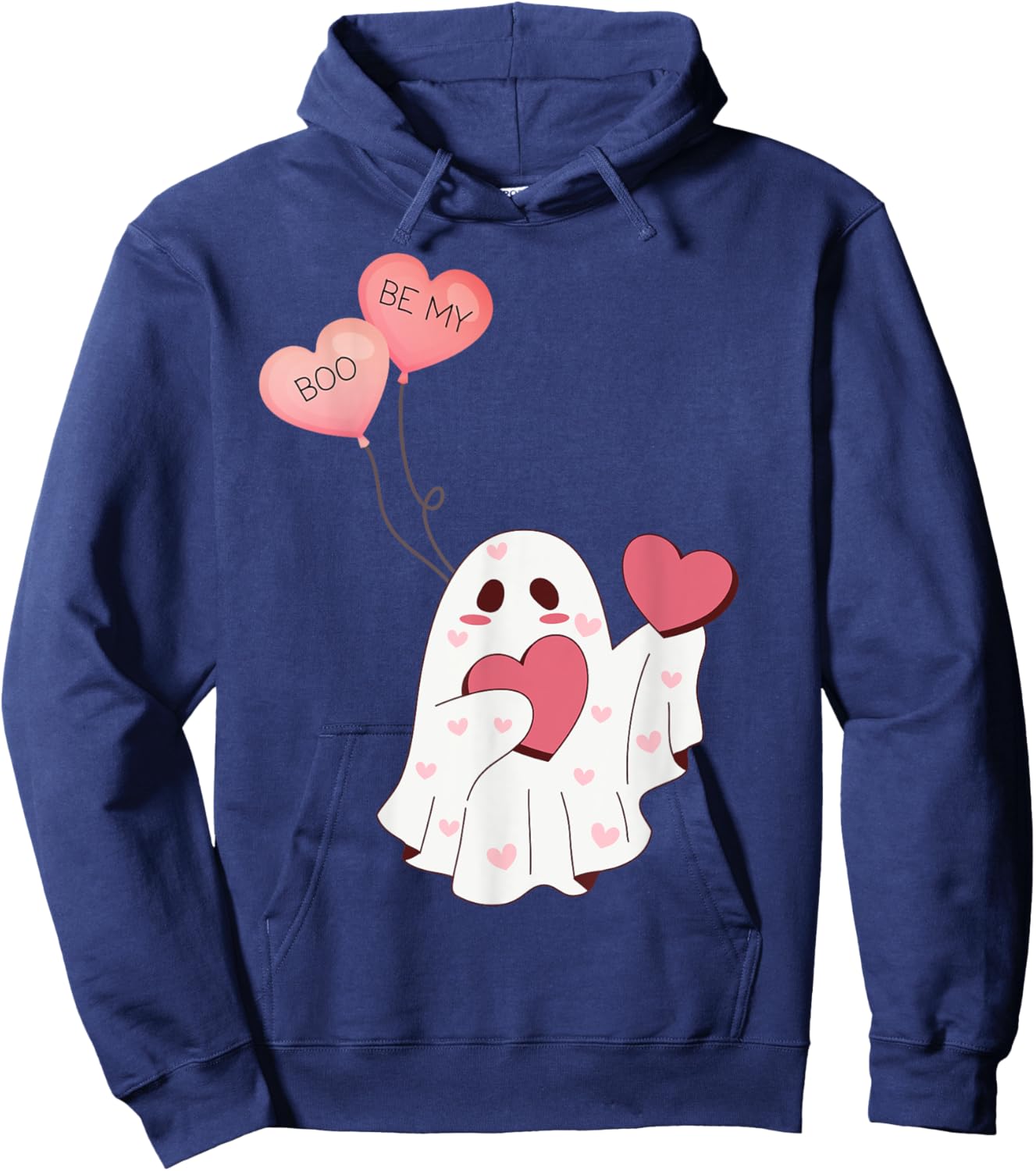 Valentine Ghost, Be my Boo, Hearts, Holiday Hoodie - Hoodie | Navy