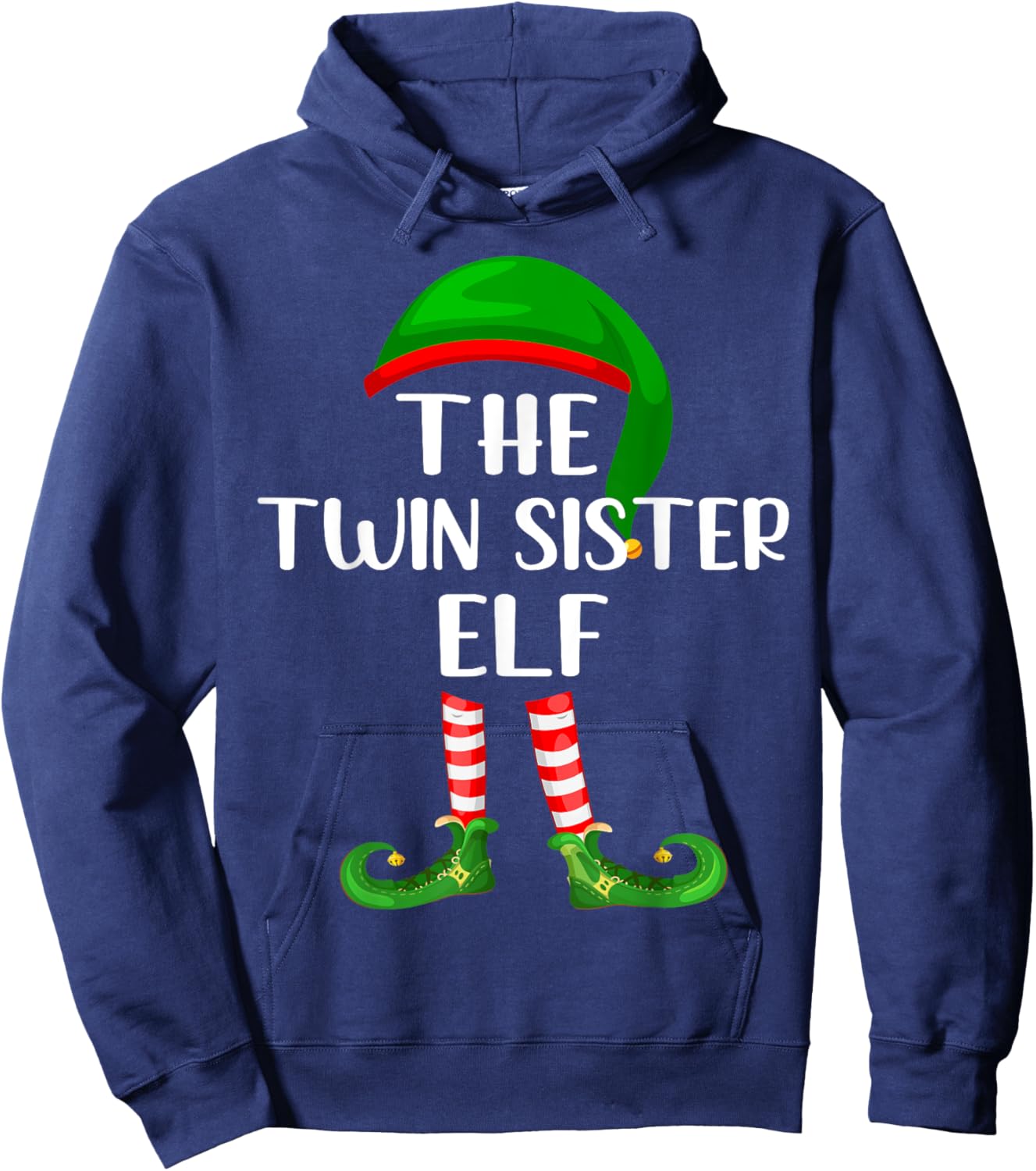 Matching Family Group The Twin Sister Elf Christmas Hoodie - Hoodie | Navy