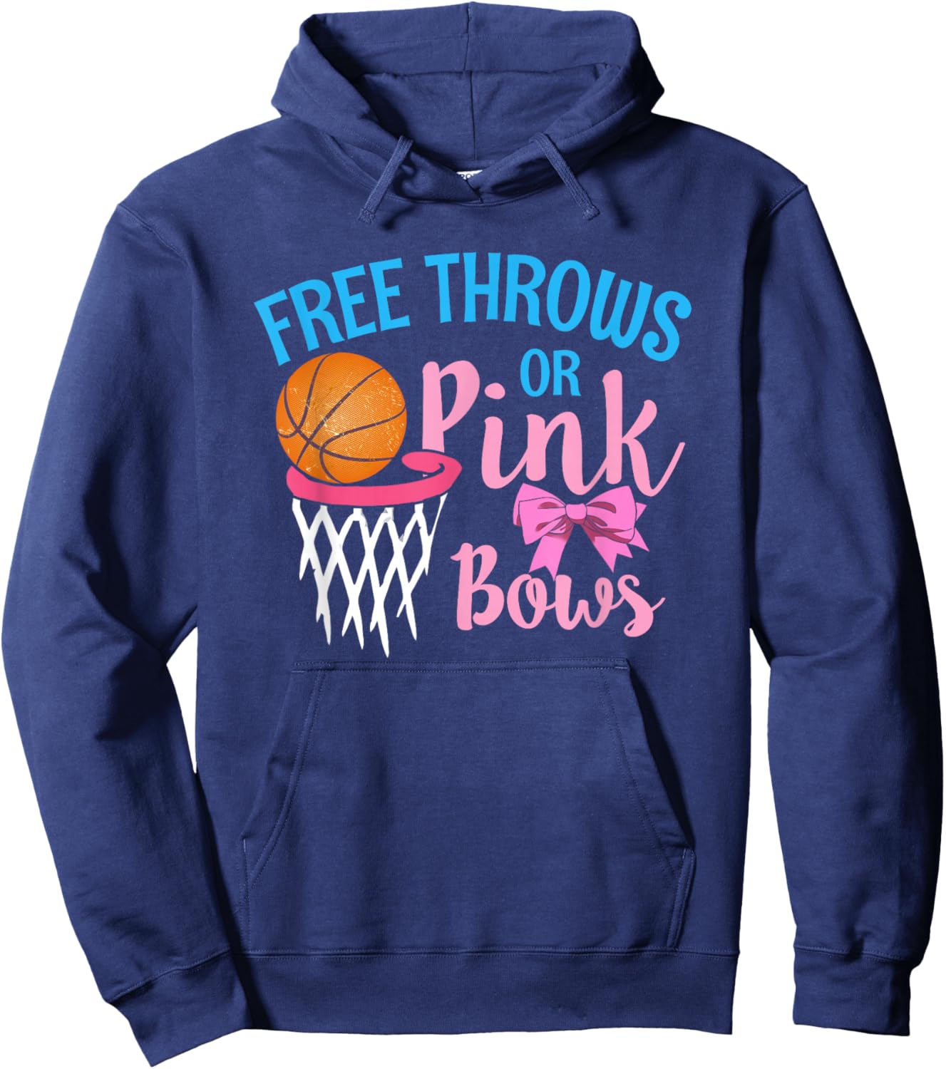 Free throws or Pink Bows Gender Reveal Cute Girl Hoodie - Hoodie | Navy