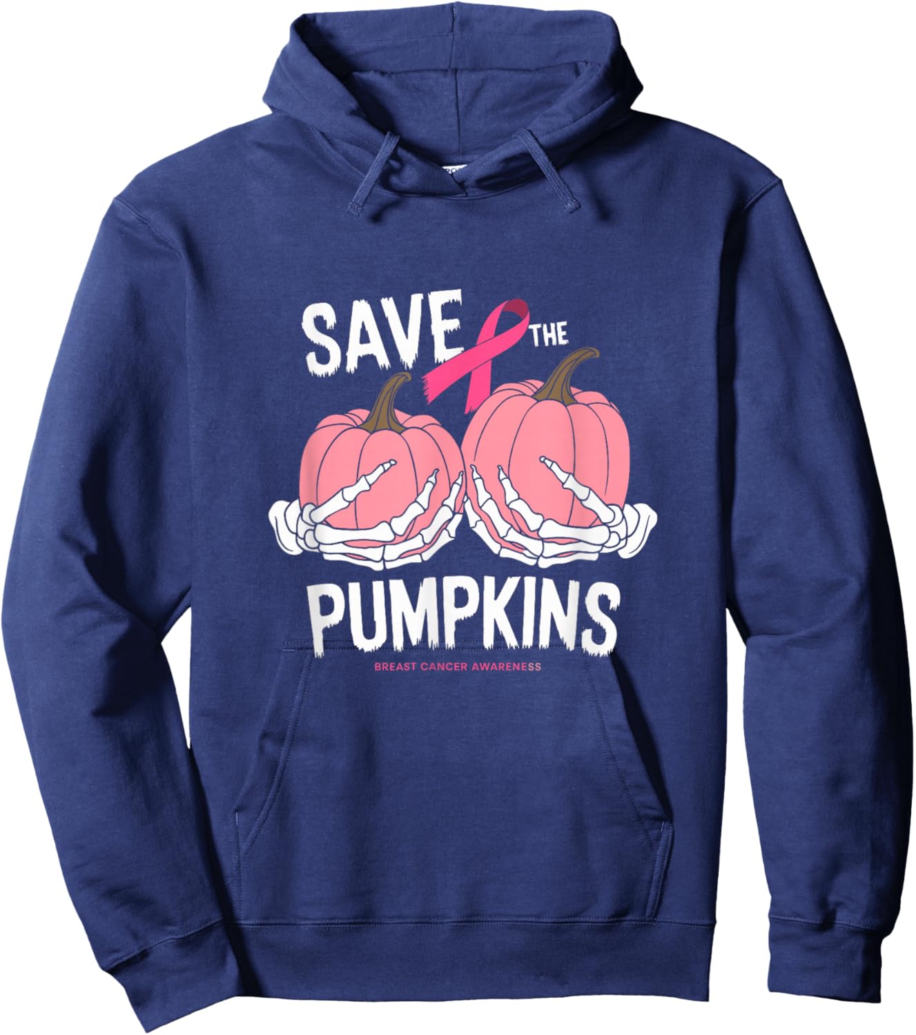 Save The Pumpkins Breast Cancer Hoodie - Hoodie | Navy