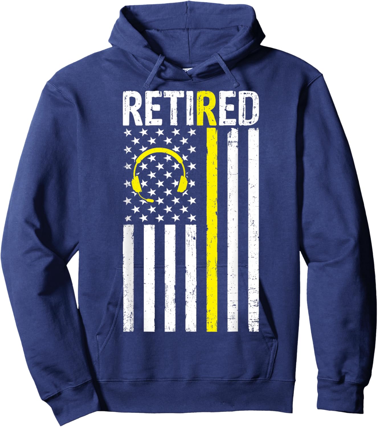 Retired 911 Dispatcher - USA Flag 911 Operator Retirement Hoodie - Hoodie | Navy