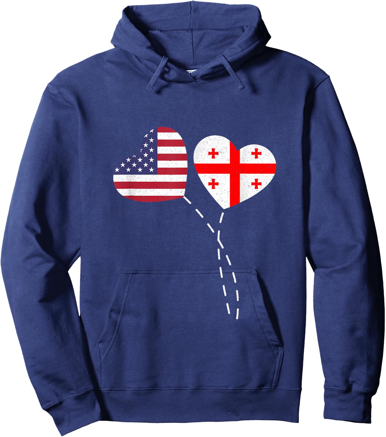 Loving Georgia USA Flag Heart Georgian Americans Love Hoodie - Hoodie | Navy