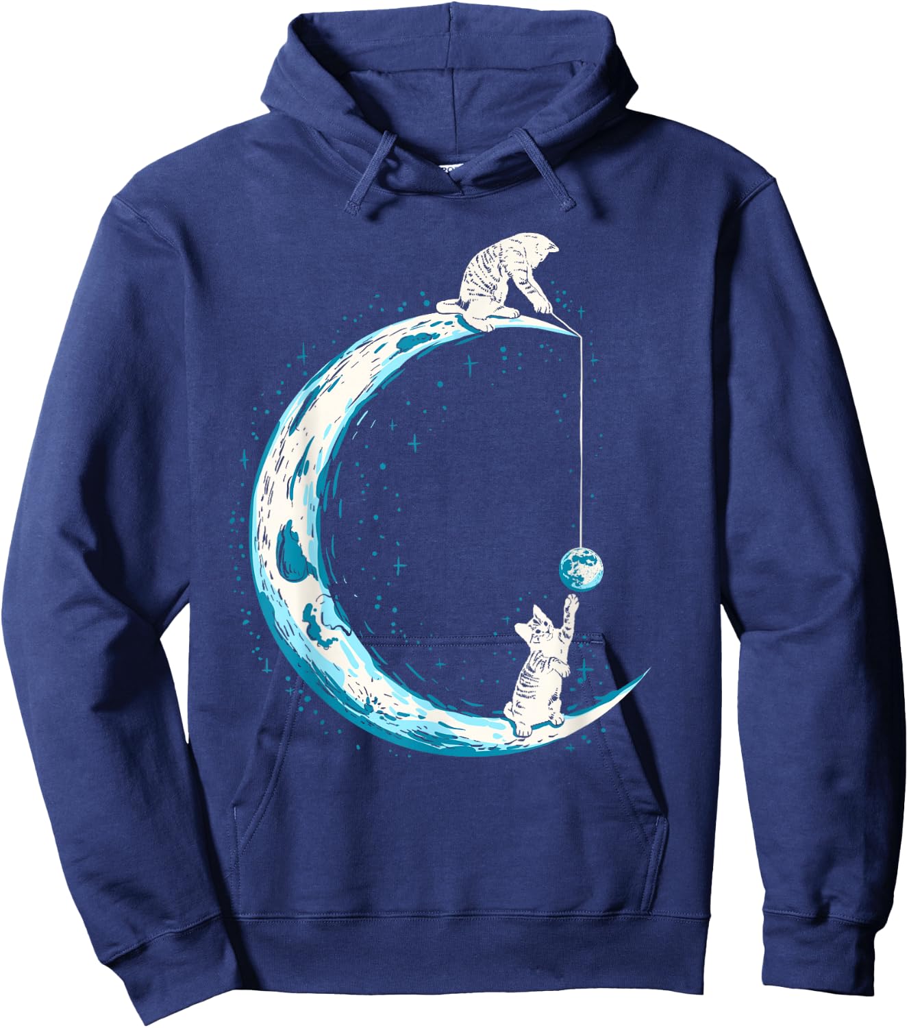 Cats Playing In Space Word Moon Kitten Cat Lover Women Kids Hoodie - Hoodie | Navy