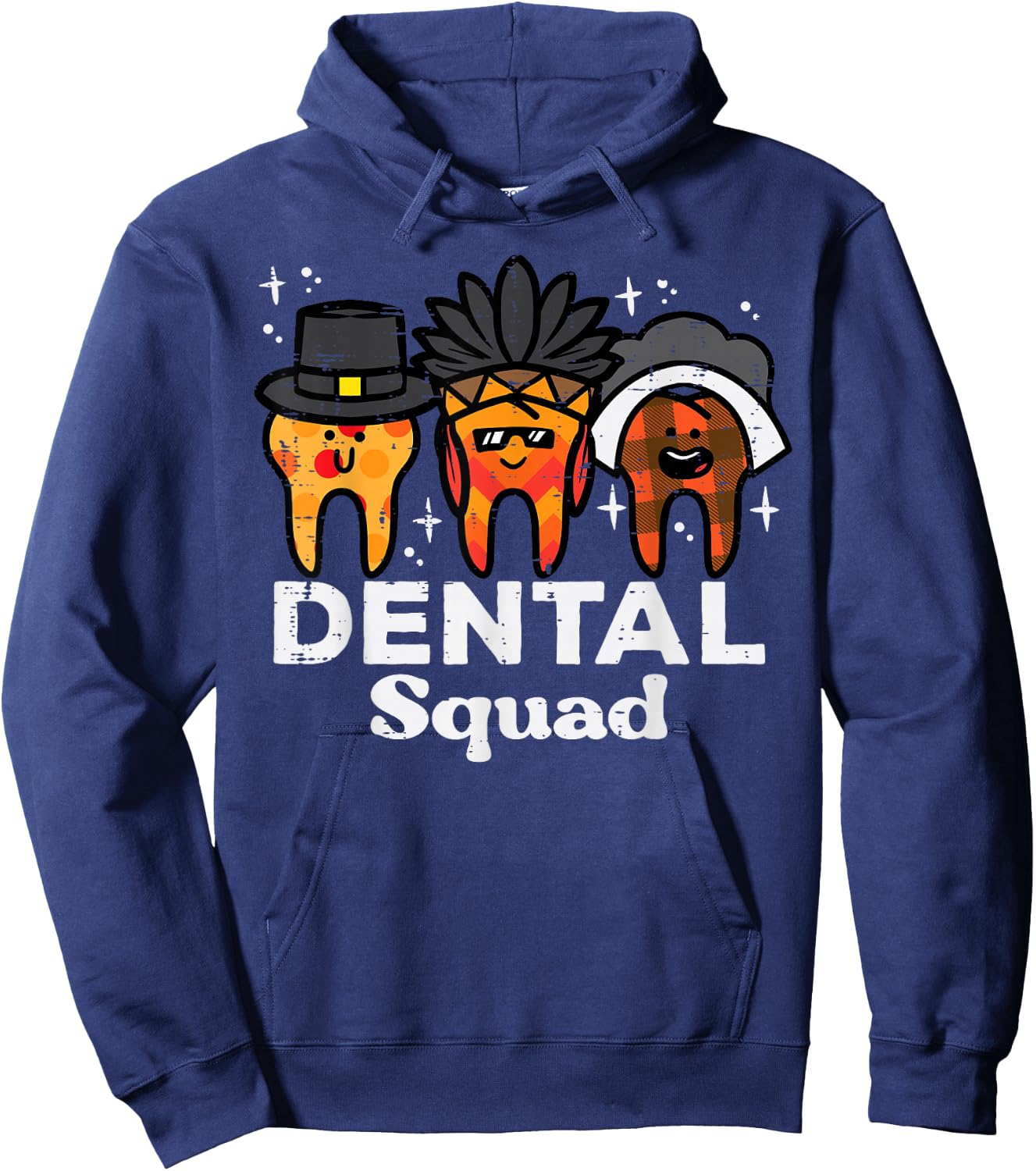 Thanksgiving Teeth Dental Squad Funny Fall Tooth Dentist Hoodie - Hoodie | Navy