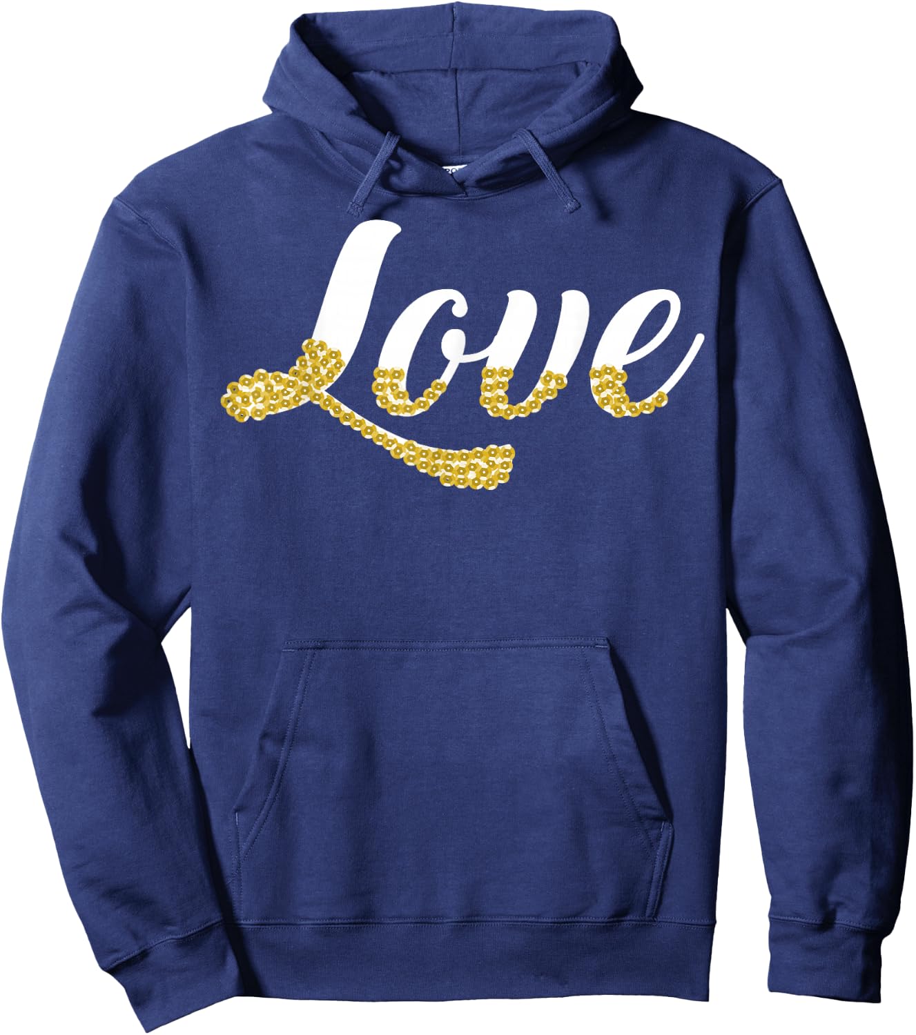 Love With Gold Sequin Design Hoodie - Hoodie | Navy