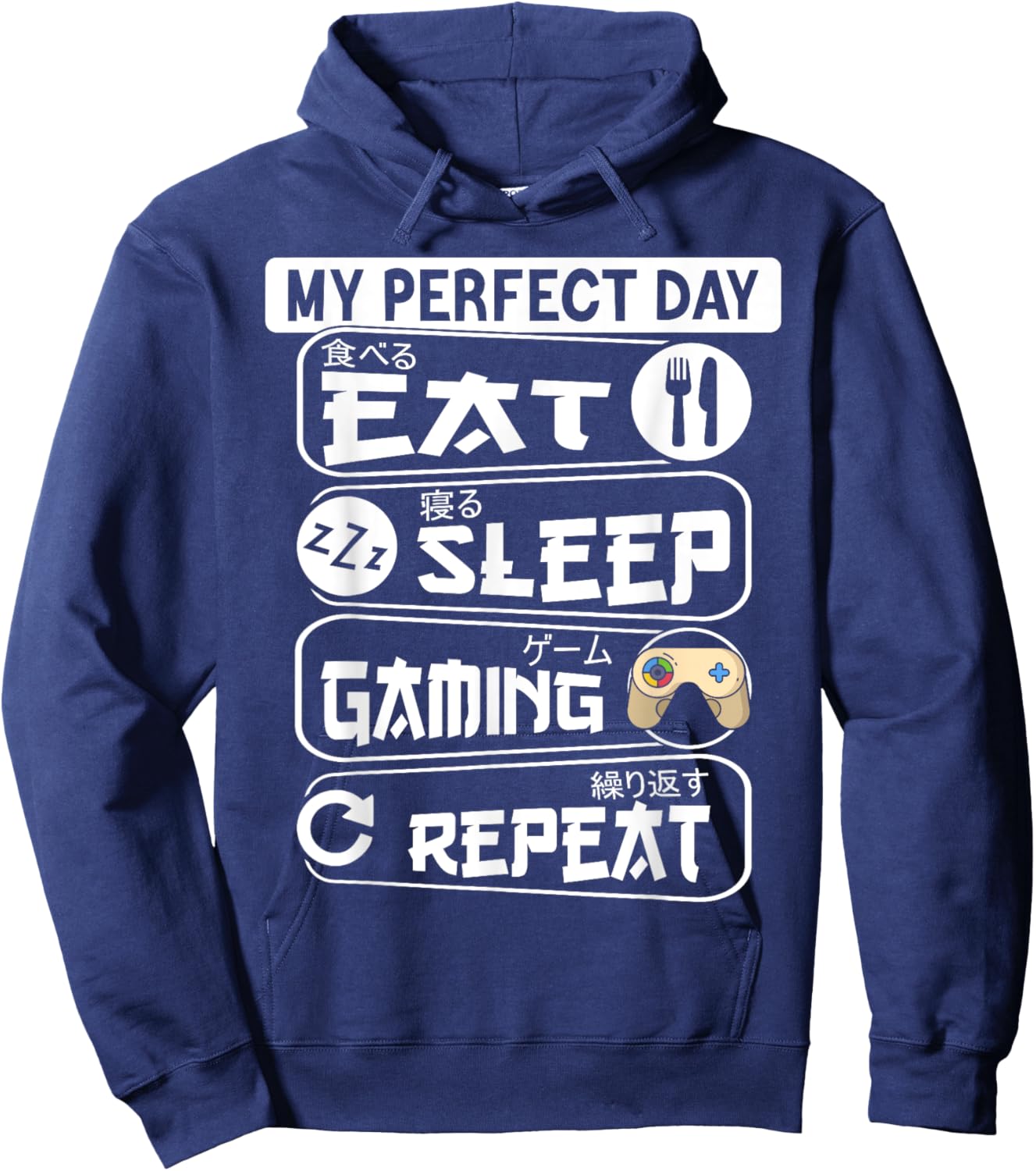 My Perfect Day Play Video Games Funny Gamer Men Boys Kids Hoodie - Hoodie | Navy